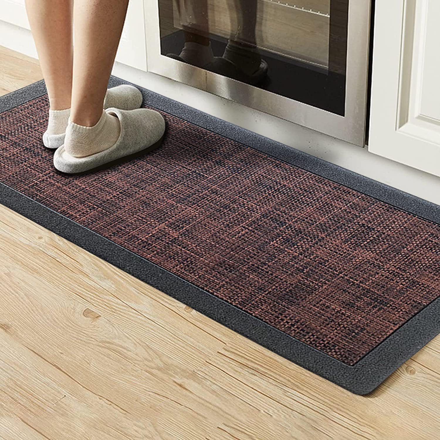 Burgundy Textilene Anti-Fatigue Kitchen Mat with Nonskid Backing