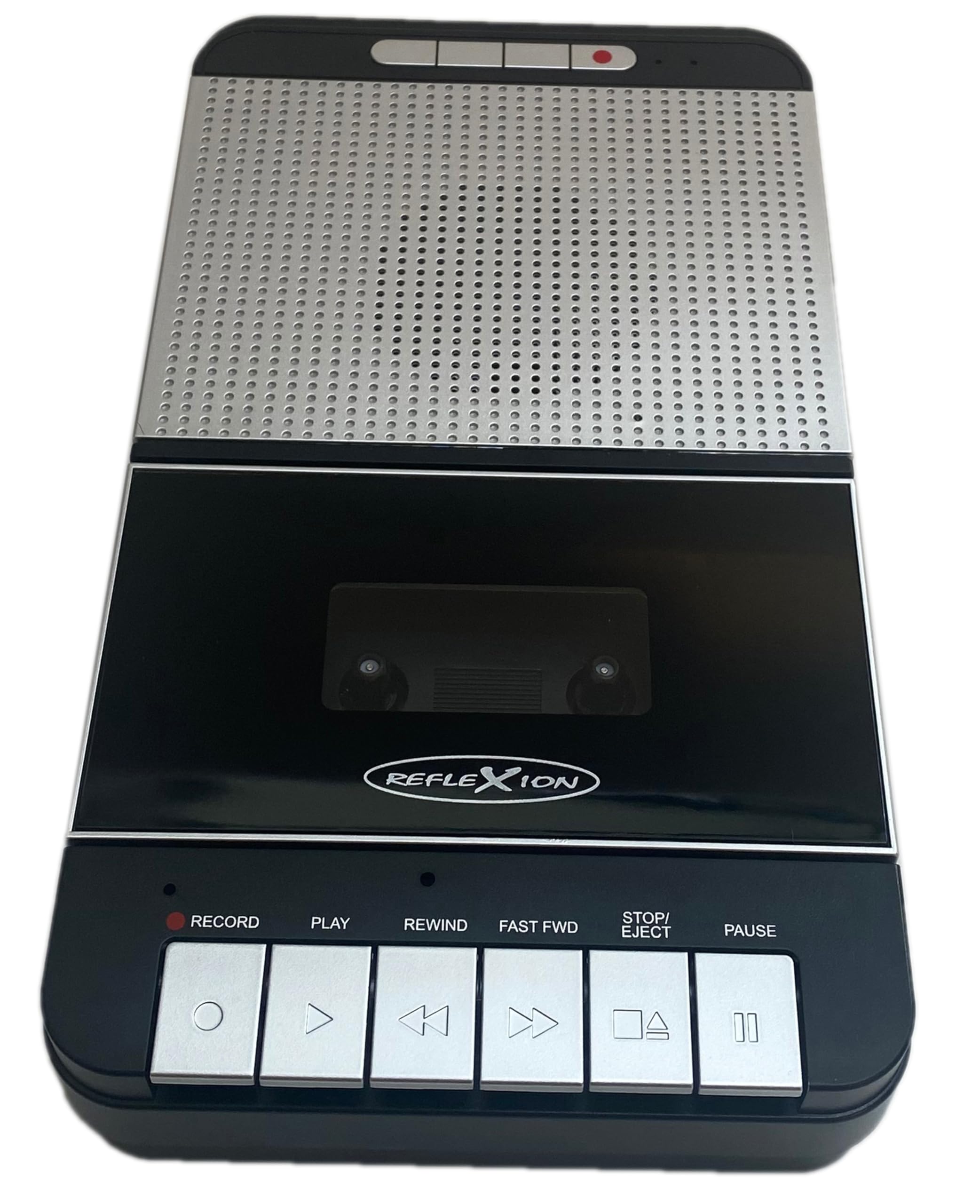 Reflexion CCR8018 Retro magnetofon z nagrywaniem MP3 USB | przenośny z mikrofonem, głośnikiem, AUX-IN, wyjściem na słuchawki, zasilanie sieciowe i bateryjne, nagrywanie One-Touch i automatyczne
