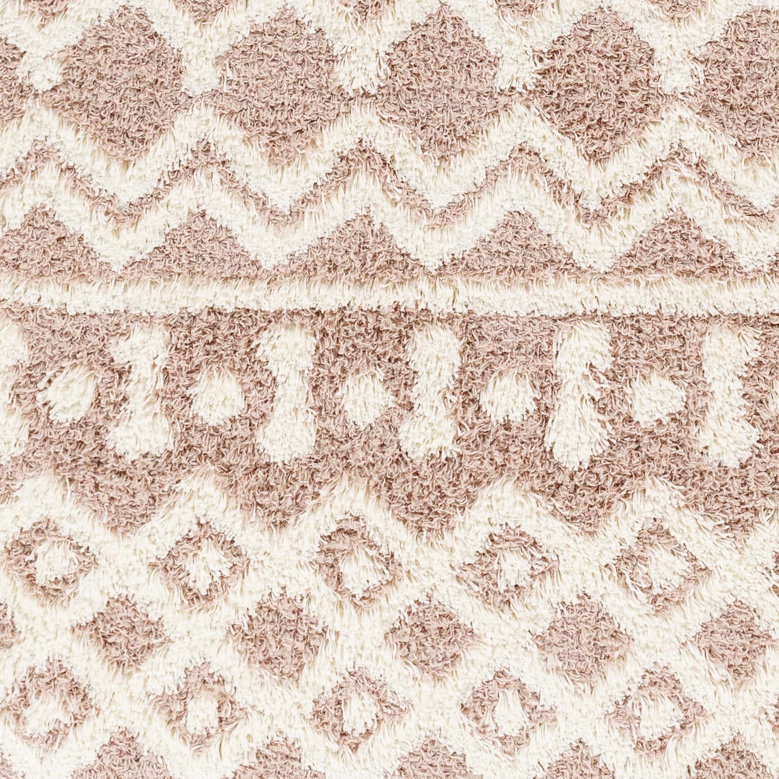 Livabliss Surya Tapis à Poils Longs Dubaï Moderne pour Salon et Chambre à Coucher - Tapis berbère épais et Facile d'entretien - Grand Tapis Rose poudré et Blanc - 130 x 170 cm
