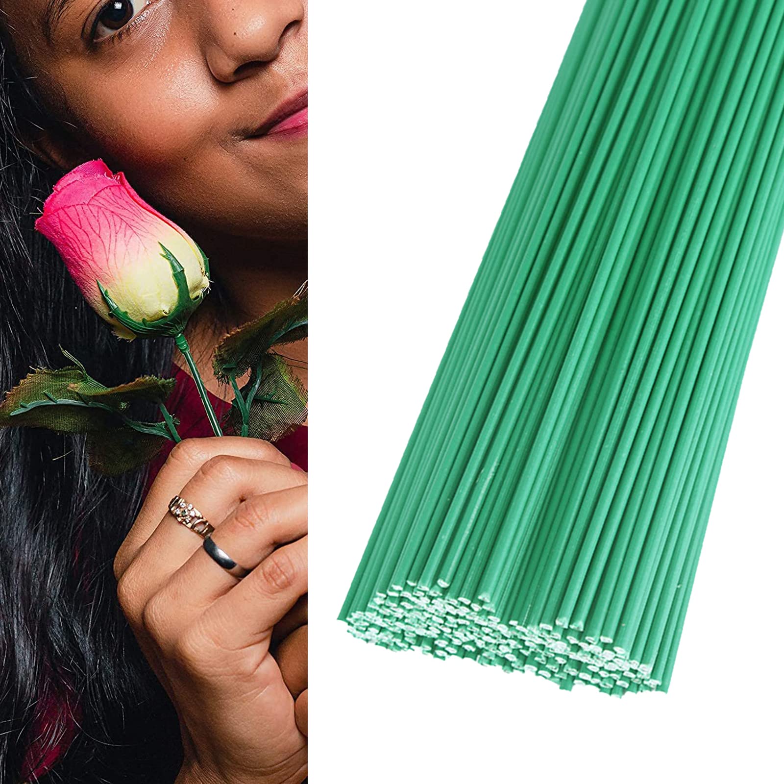50 Piezas Herramienta Floral, Alambre Verde para Floristas, 30cm Alambre de Tallo, Wire Para Flores