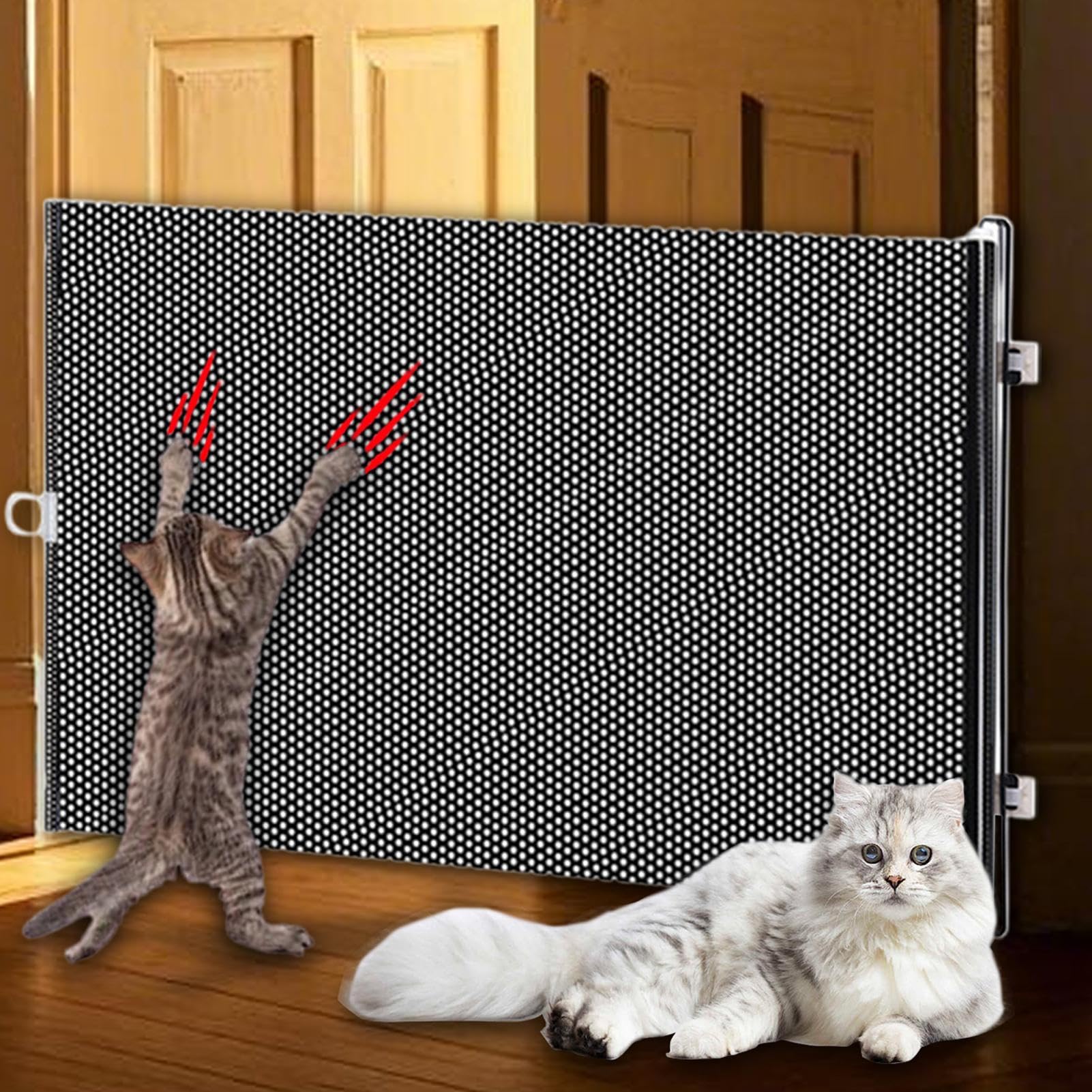 Autolock Retractable Safety Gate, Dog Gates Indoor Extendable No Drilling, Retractable Dog Gate Indoor Pet Barrier, Baby Gates For Stairs/Doorways/Hallways