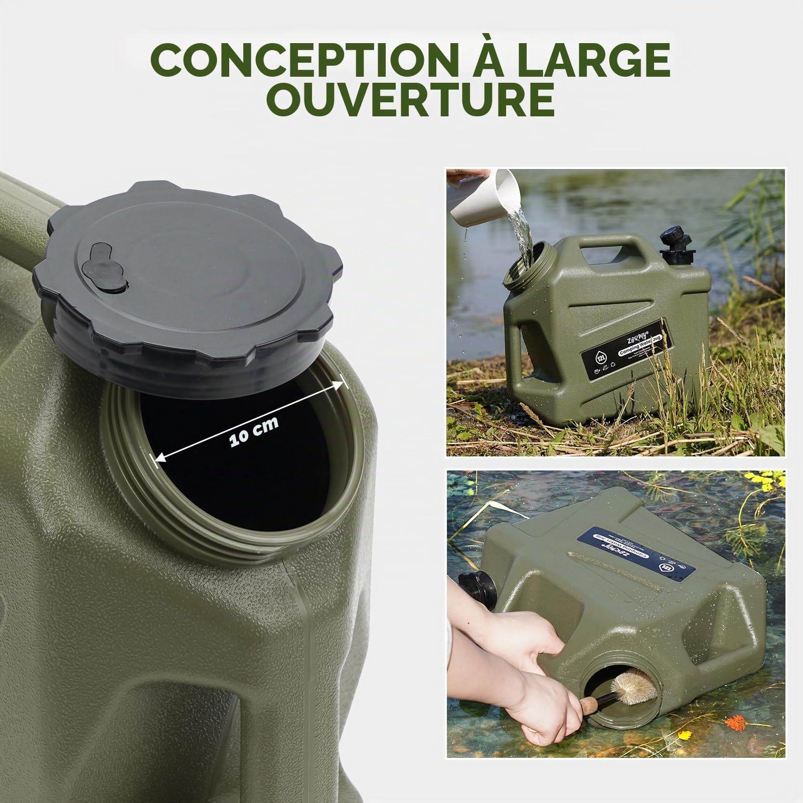 Réservoir d'eau de camping de 3,2 litres avec robinet - Réservoir de stockage d'eau portable sans BPA - Grand réservoir d'eau d'urgence pour camping, véhicule, voiture, randonnée, pique-nique
