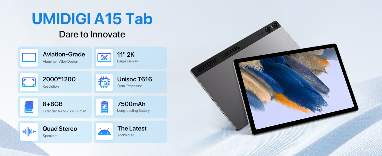 UMIDIGI A15 Tab,11 inch Large Touch Screen Tablets,Dual 4G LTE
