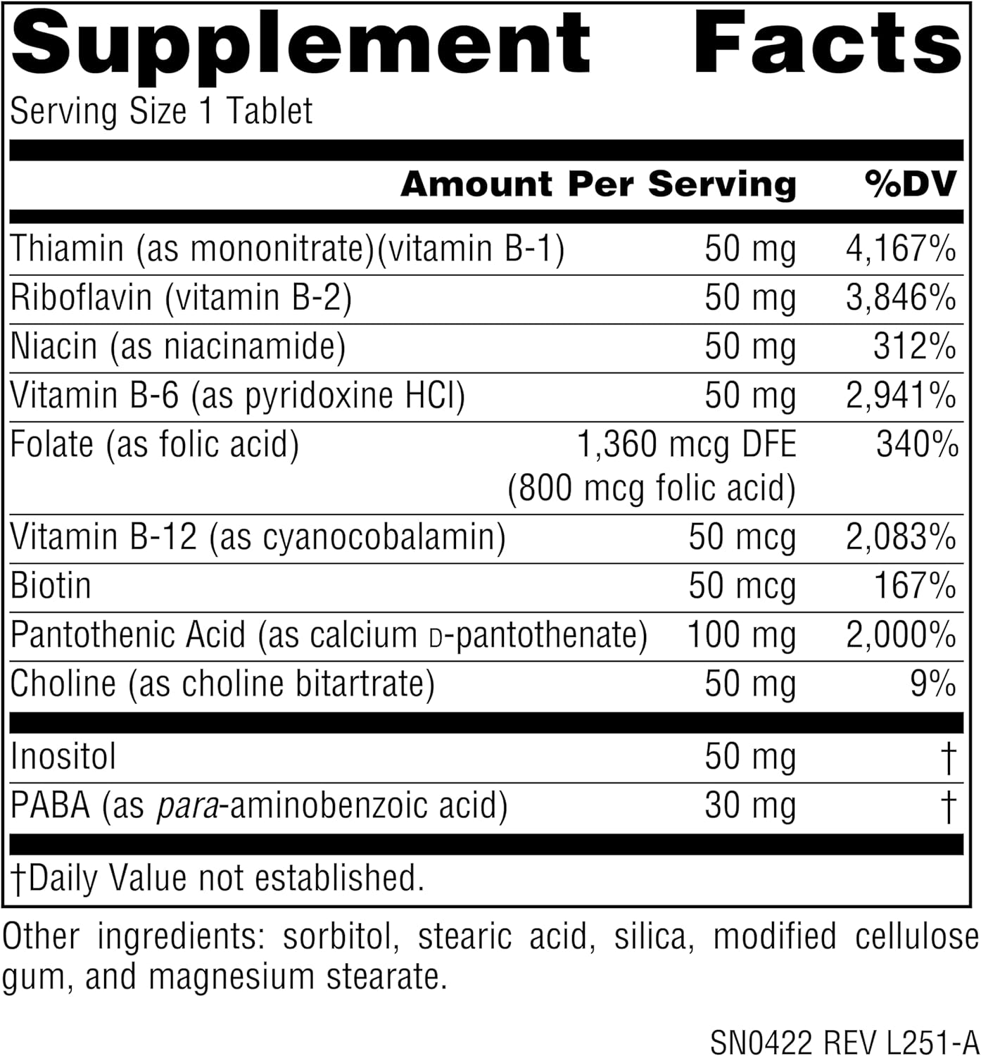 Source Naturals B-50 Complex, Supports Energy Production* - 50 mg - 250 Tablets