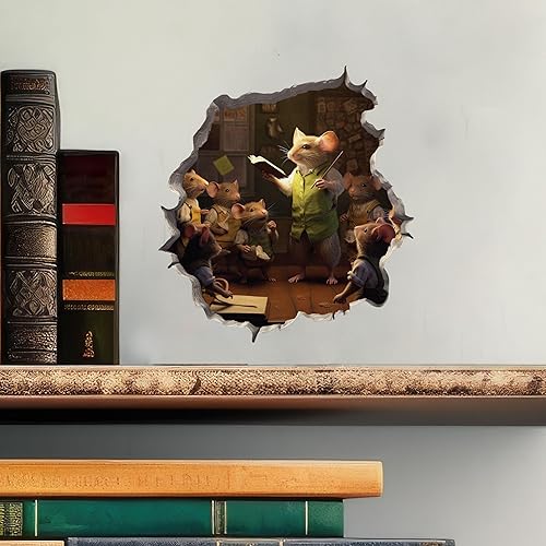 Miniatura 2 de Adhesivo de pared 3D con agujero de ratón para profesor masculino