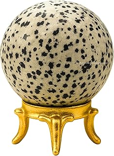 Amazing Gemstone Dalmatian Jasper Crystal Ball with Stand - 2 Inches Crystal Sphere Meditation Balls for Witchcraft and Decorative Balls