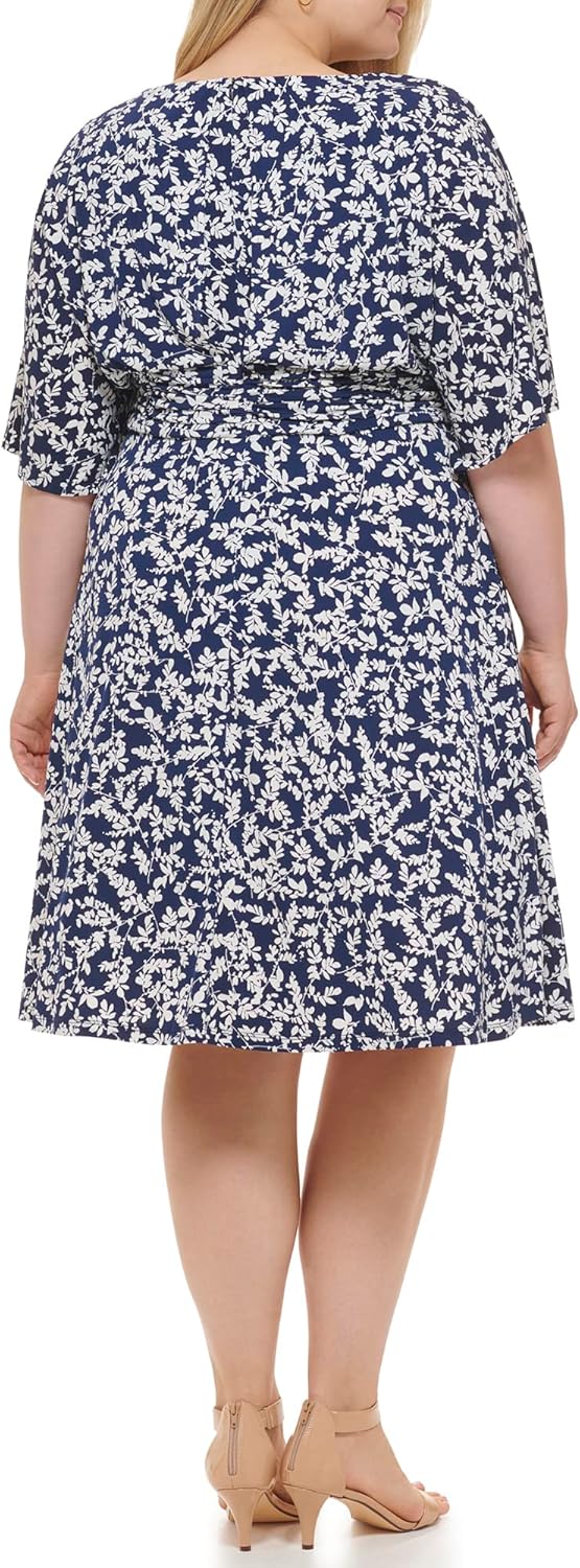 Jessica Howard Womens Printed Knit Jersey Midi Elbow Sleeve-Desk to Dinner - Image 3