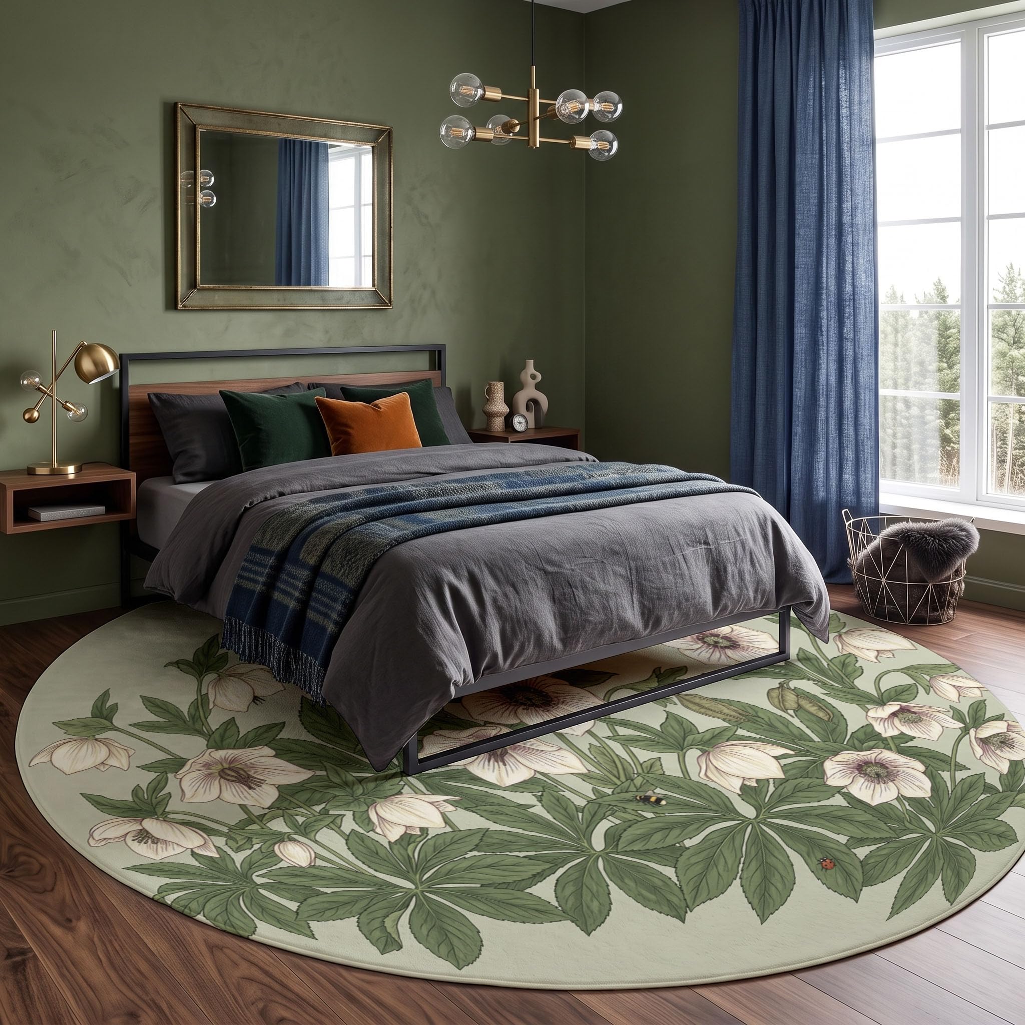 Tapis Rond 160cm Style Campagnard Français pour Chambre