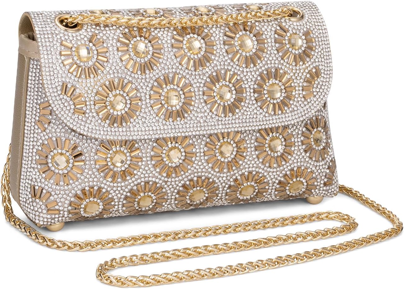 Gets Sparkly Rhinestones Clutch Purses for Women Purses and Handbags for Wedding Party Evening Crossbody Bag with Chain