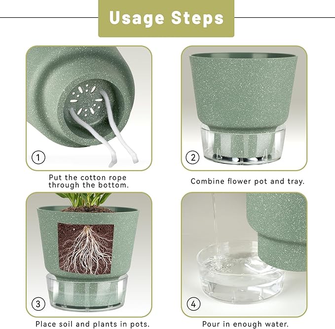 The Perfect Match Combo self-watering pots are the ideal solution for taking care of most small and medium-sized houseplants. With a removable watering feeder and string at the bottom, you can rest assured that your plants won't wither whether you're at home or away. The excellent mesh drainage holes on the bottom ensure proper water flow, preventing any potential flooding and keeping your plants healthy.