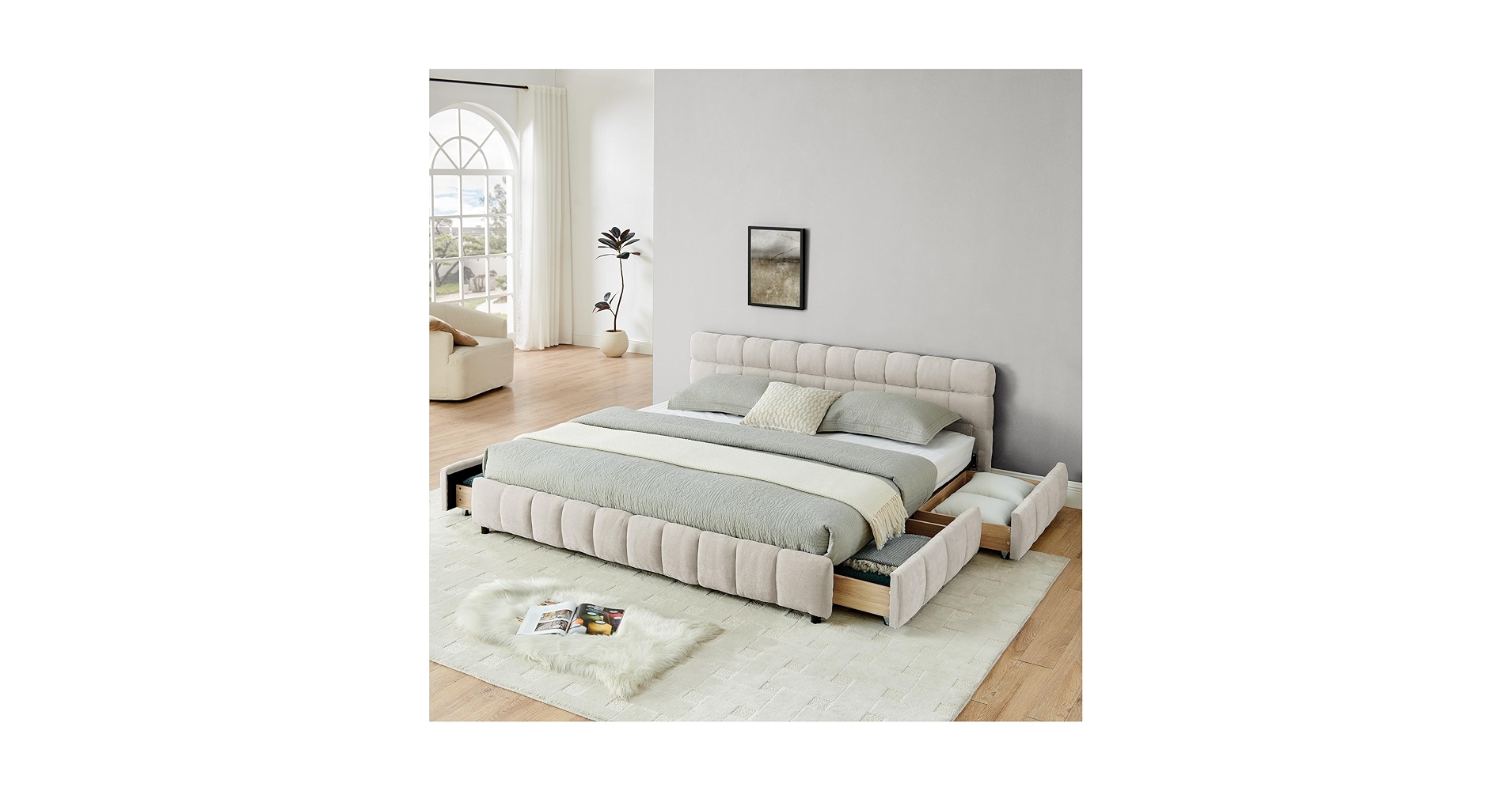 Amazon.com: WDYLWFHW King Size Cloud Bed with 4 Storage