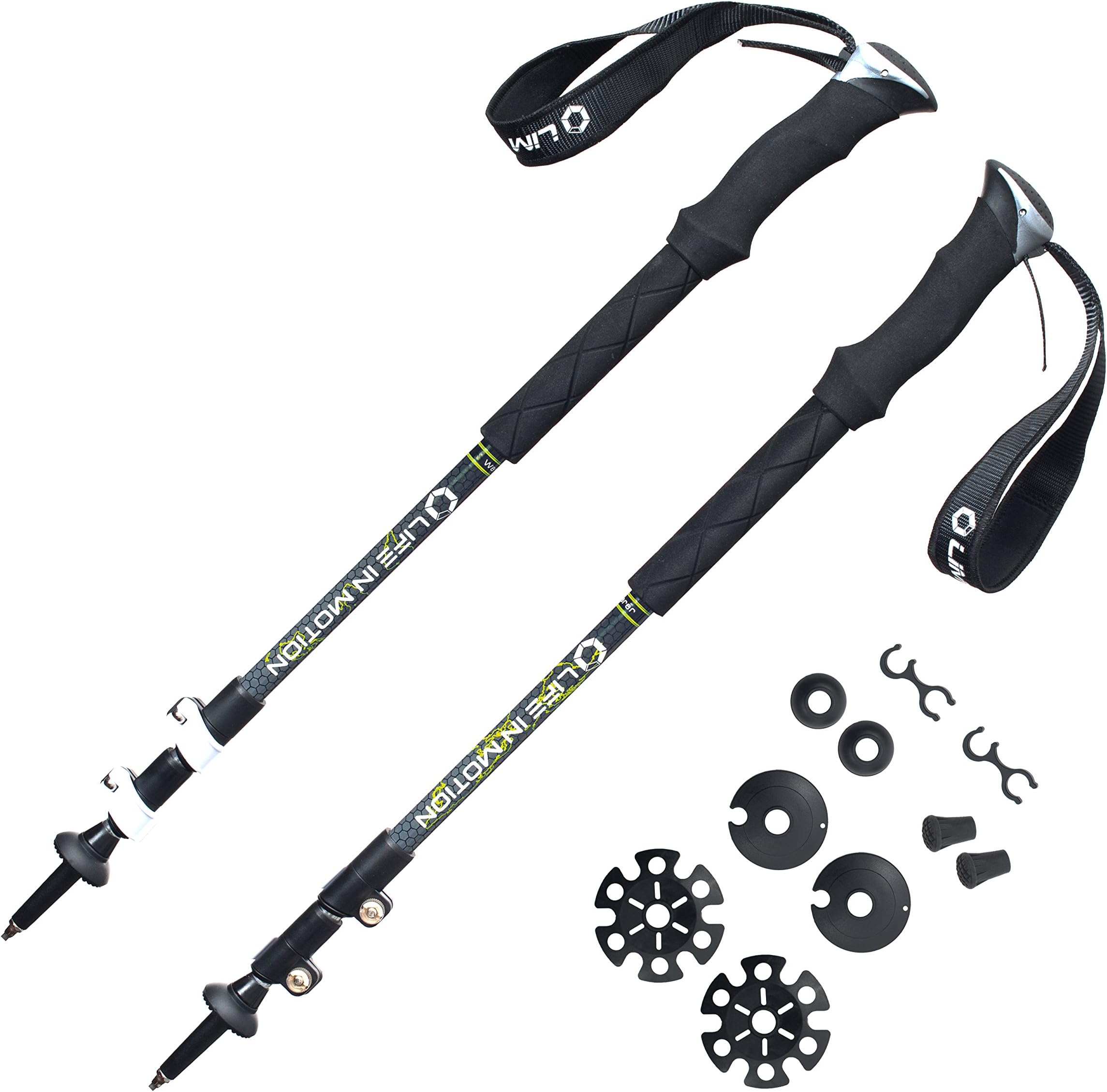 Trekking poles / Hiking poles / Walking poles - lightweight aerospace aluminum - collapsible and adjustable with telescoping shafts - perfect for hiking, walking, backpacking or snowshoeing