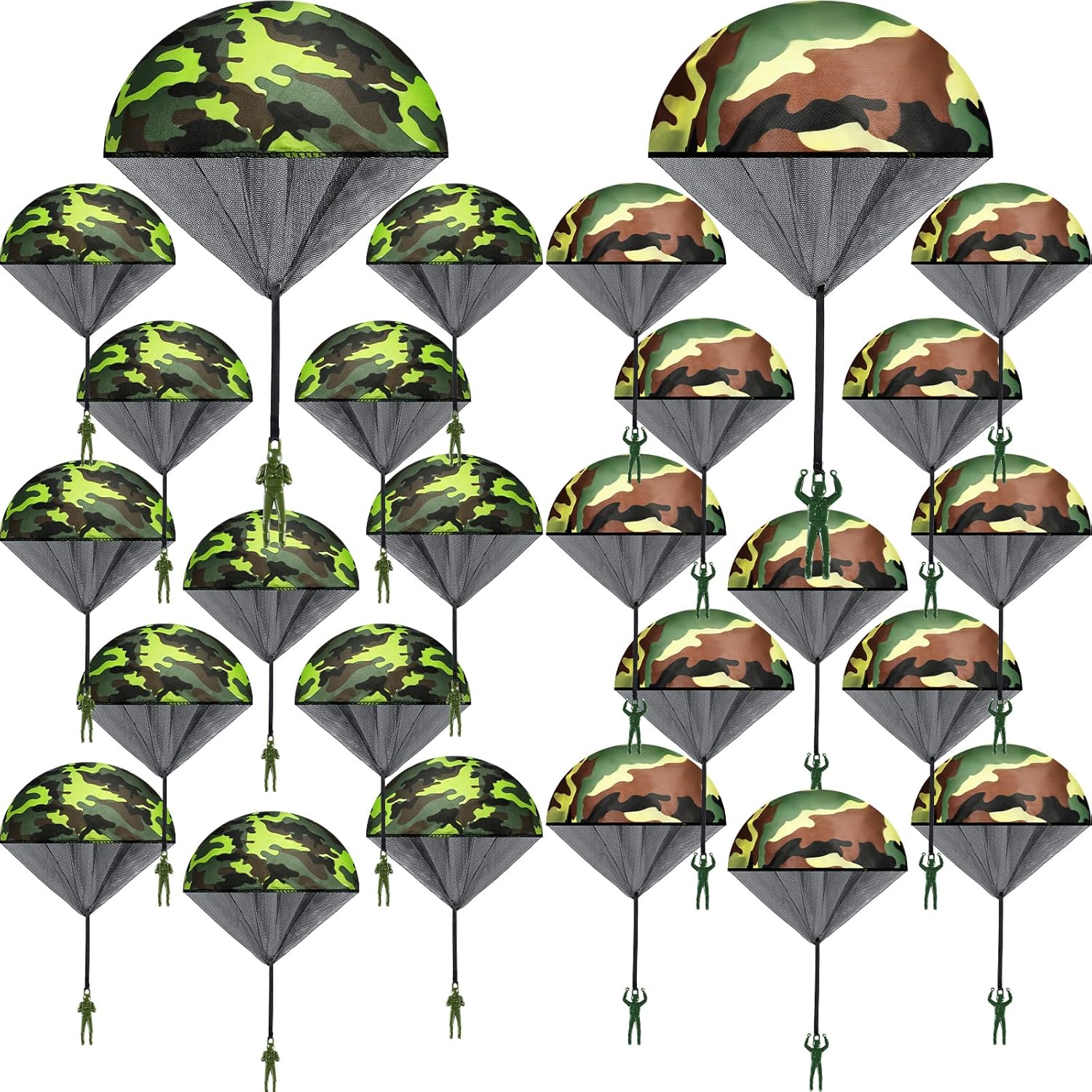 60 Pcs Army Camo Parachute Toys Hand Throwing Camo Parachute Men Toy Plastic