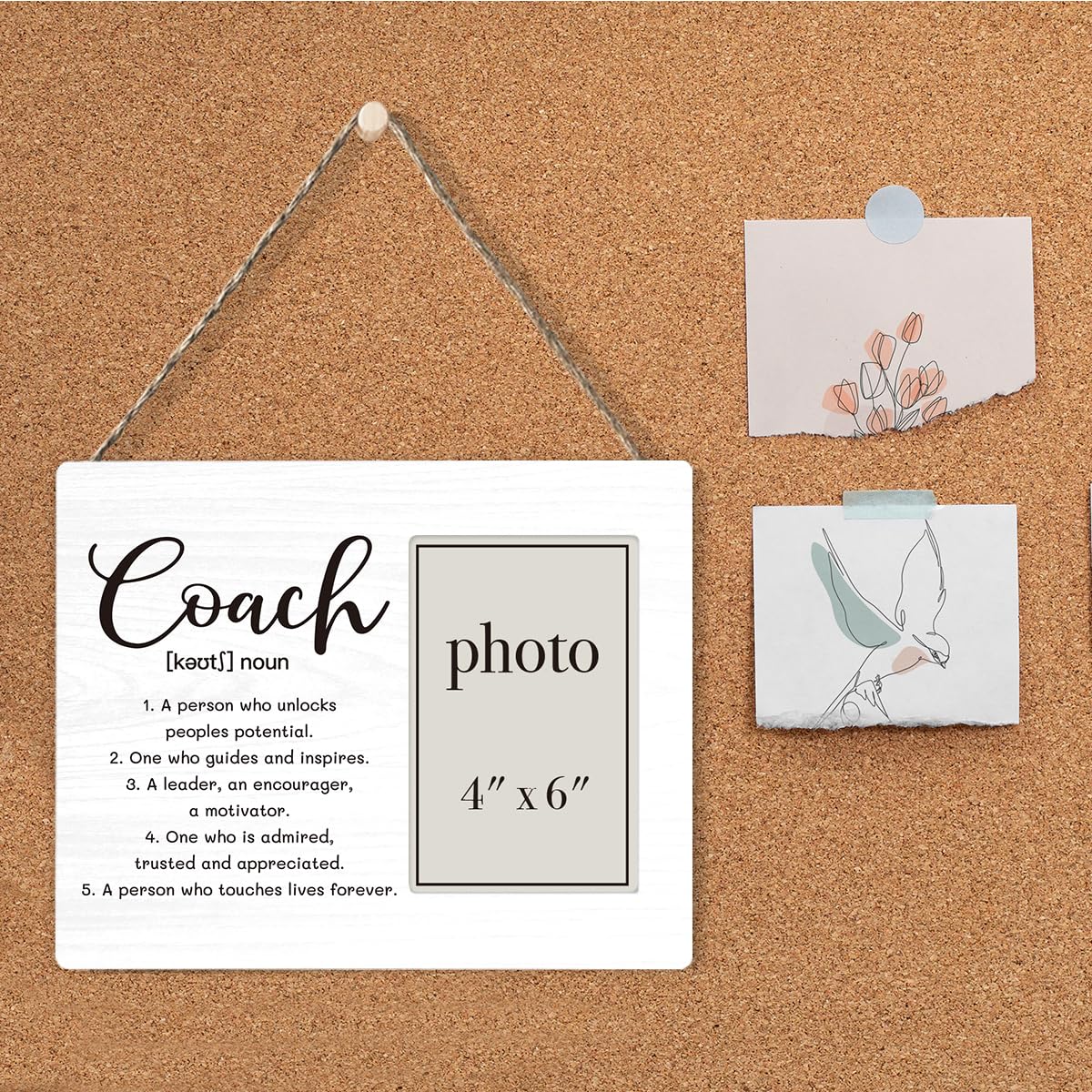Coach Definition Picture Frame, Coach Gifts for Men Women, Cheer Softball Soccer Coaches Gifts Wood Photo Frame, 4 x 6 Inch Photo