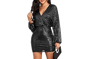 ZAFUL Sparkly Homecoming Dresses Long Sleeve Sequins Party Dress