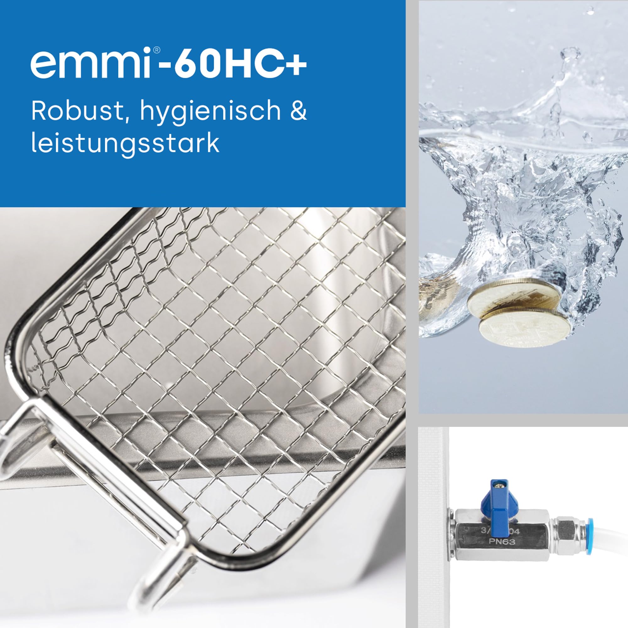 EMAG Emmi 60HC Plus myjka ultradźwiękowa 6,7 l z ogrzewaniem i 4 poziomami mocy – profesjonalne czyszczenie narzędzi, wyposażenia laboratoryjnego, płytek drukowanych i części samolotu