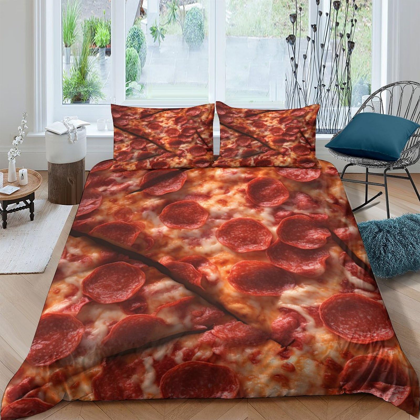 Funda nórdica de pizza 3D hipoalergénica de microfibra transpirable fácil de planchar