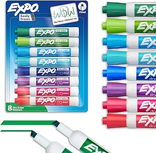 EXPO Dry Erase Markers, Low Odor Ink, Assorted Colors, Chisel Tip, 8 Count - Whiteboard, Calendar, Organization, Essential Supplies for Office, School, Classroom, Teachers
