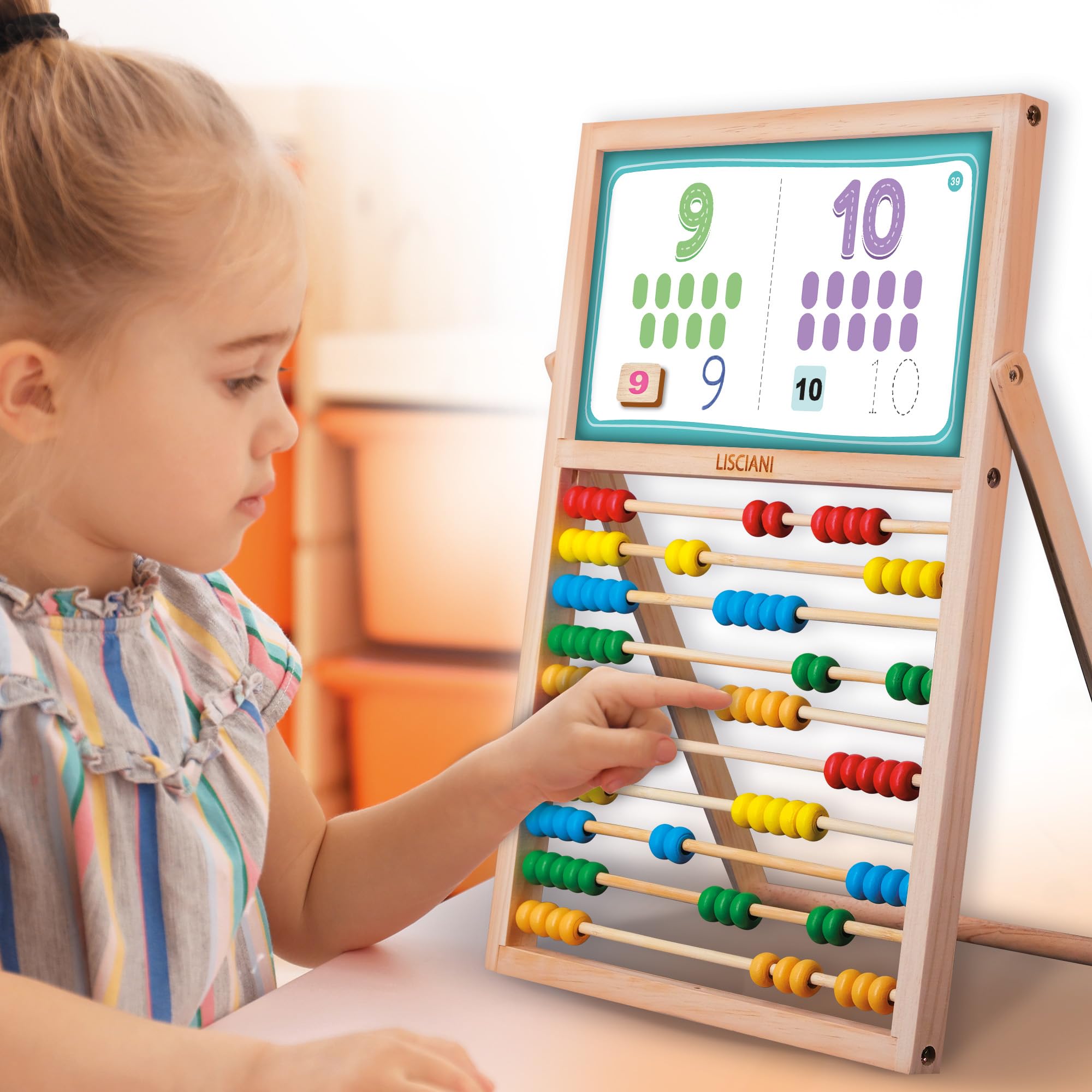 Lisciani – Montessori – Meine ersten Fähigkeiten – Montessori Lernspiel für Kinder ab 3 Jahren – Zahlen und Buchstaben Lernen – Magnettafel abwischbar – pädagogische Geschenkidee