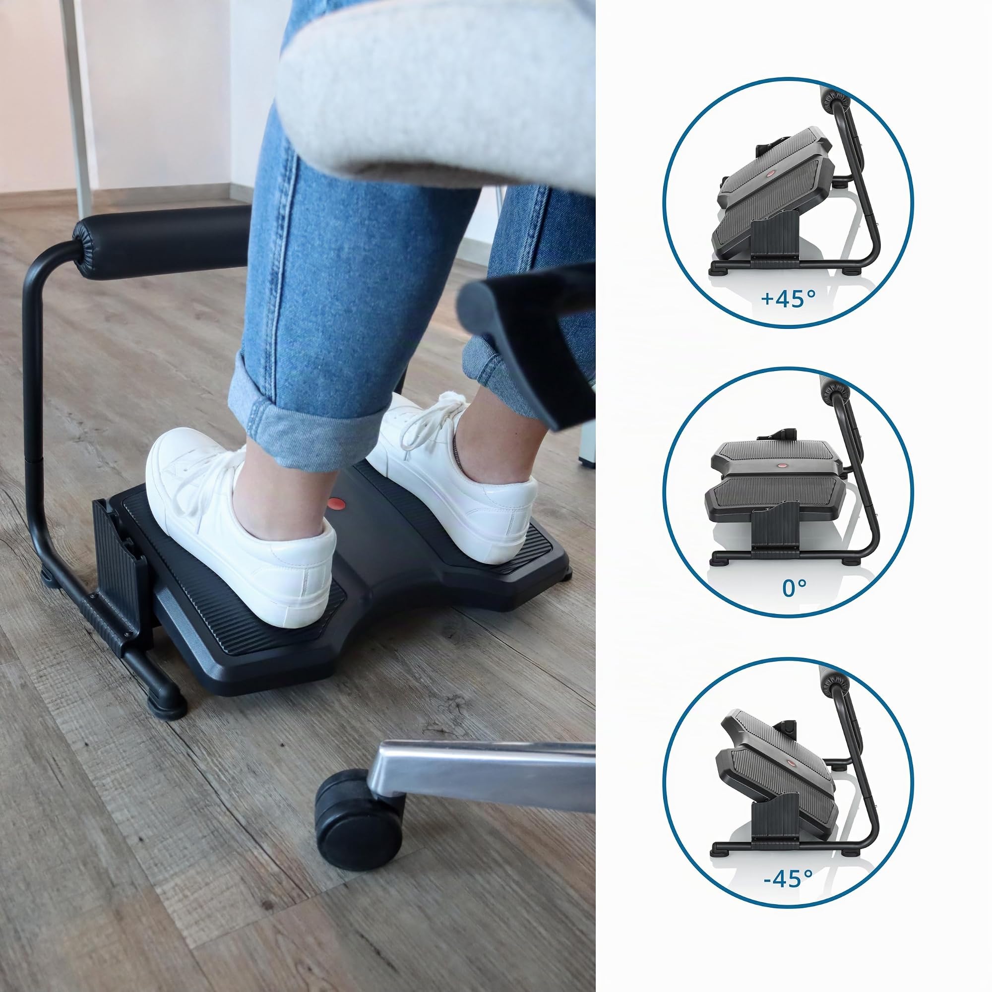 hjh OFFICE Repose-pieds Bureau PODI F noir Repose-pieds ergonomique réglable en hauteur & inclinable, repose-jambes inclus, 830111