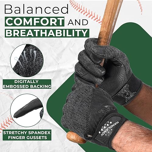 Vista 70 de HANDLANDY Guantes de bateo de béisbol para adultos y jóvenes, guantes de bateo de sóftbol transpirables para hombres, niños y niñas
