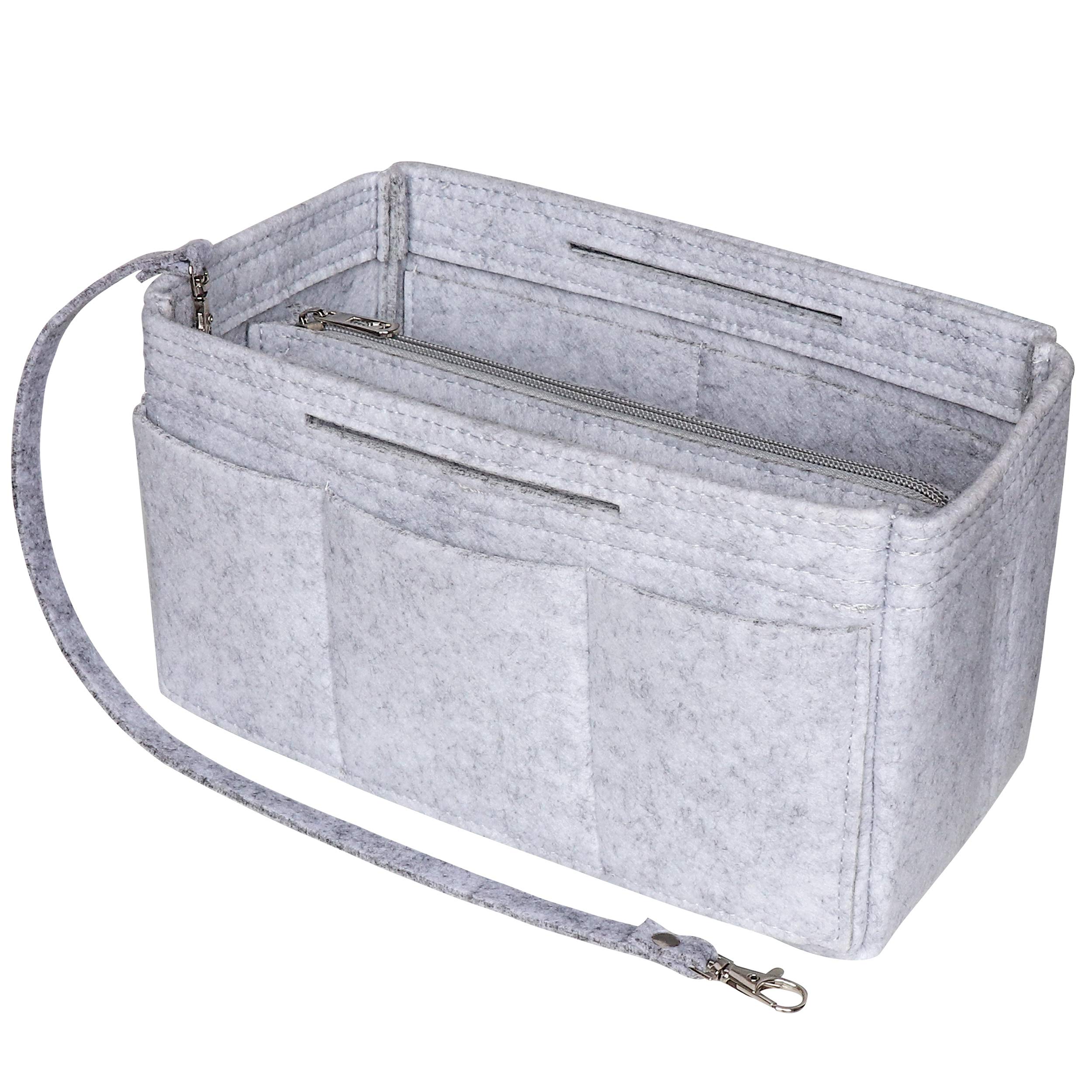 Soyizom Light Grey Felt Handbag Purse Organiser 2In1 Bag Insert Bag Liner Organiser Pouch (, Large)