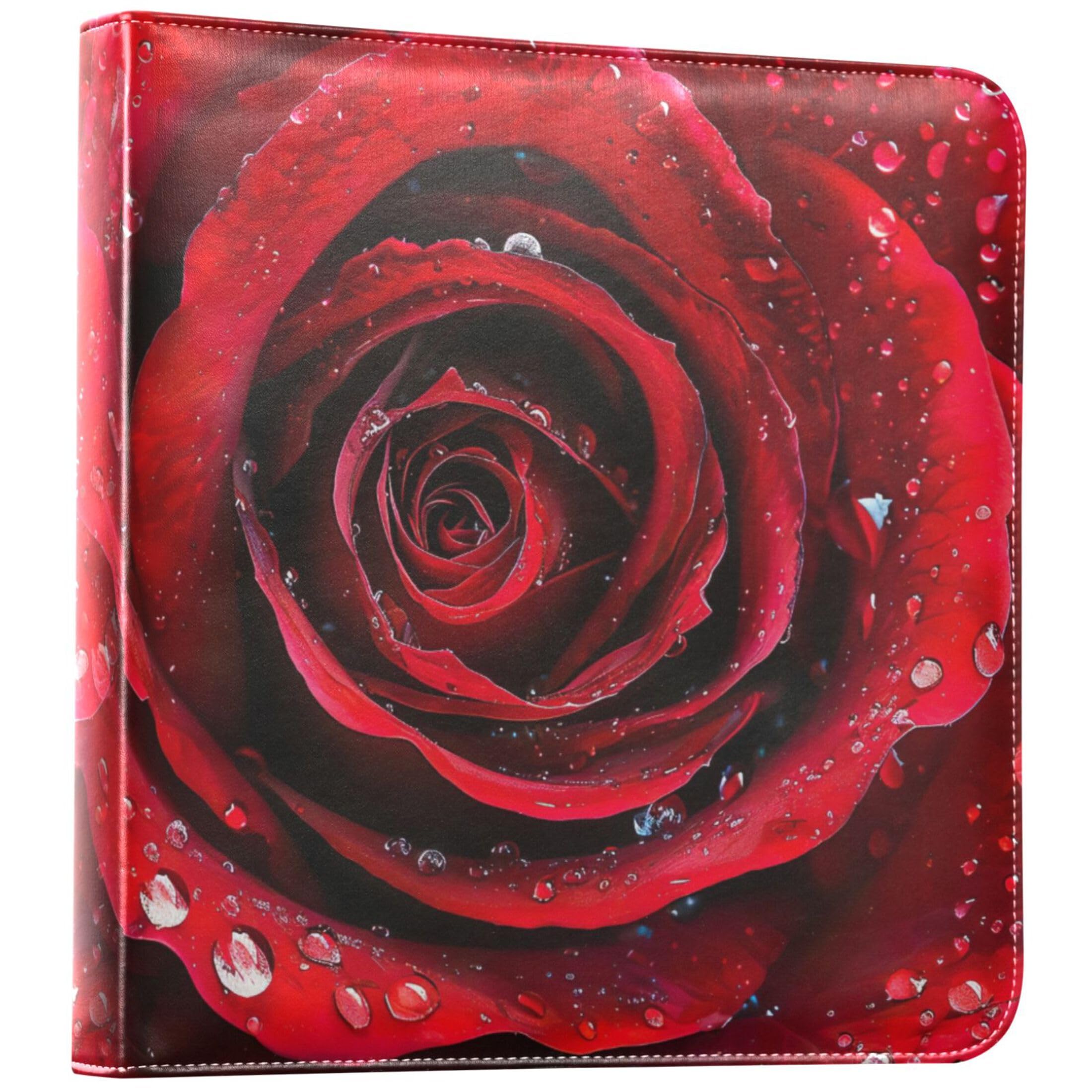 Personalized Rose Flowers Closeup 3 Ring Album 5x7 Photo Album 4x6 Leather Picture Book, Self Adhesive Baby Book Keepsake Wedding Gifts for Couple, 11.8x11.2x1.5 Inch