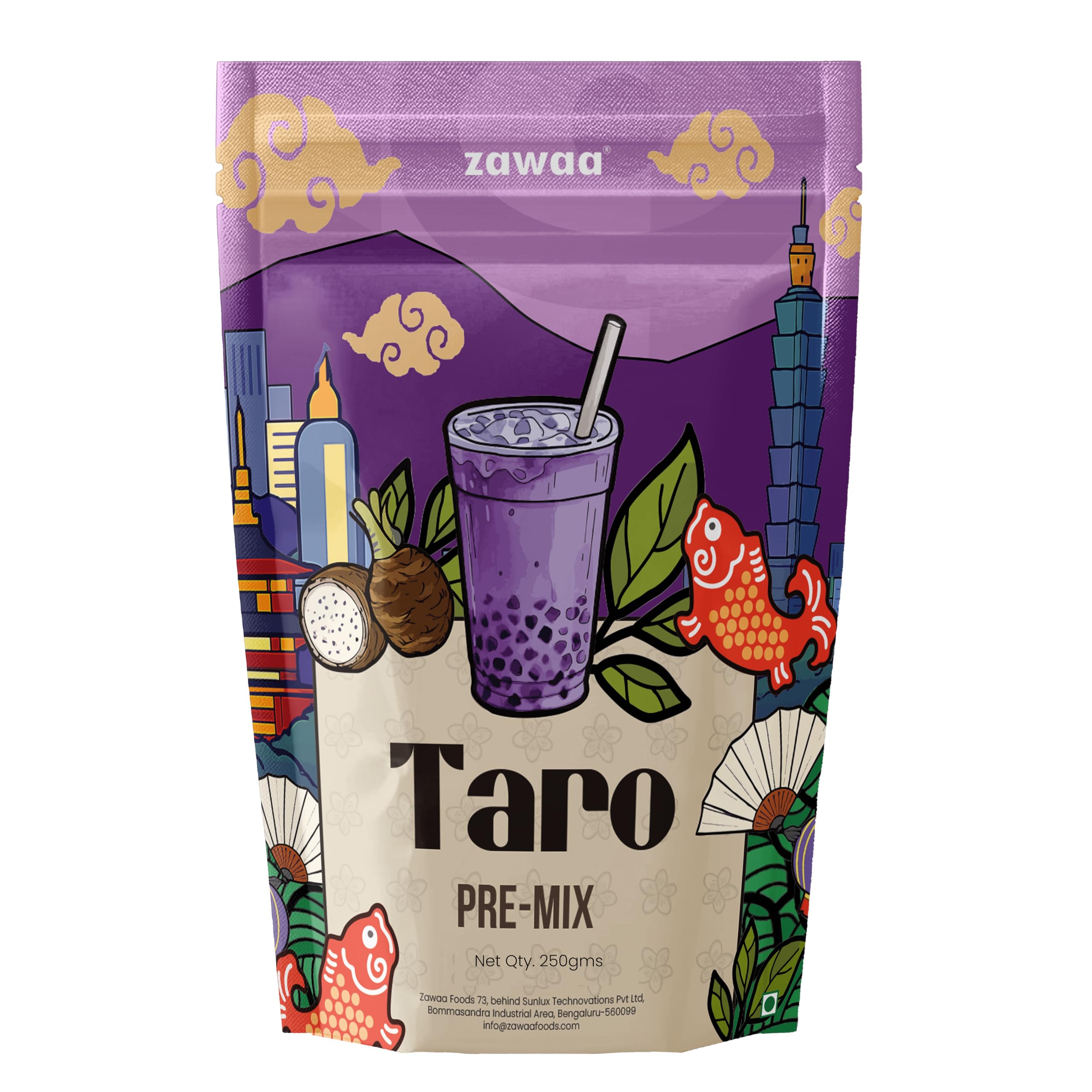 ZAWAA Foods Taro Powder 250g – Gluten-Free | Instant Mix for Bubble Tea, Ice Cream, Milkshakes, Smoothies, Falooda, Puddings & Desserts | Rich Flavor for Hot & Cold Beverages