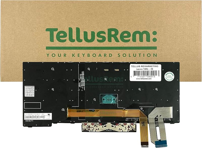 TellusRem Háttérvilágítású Német Billentyűzet Lenovo ThinkPad T480s, T490, L480, L490, L380, L390, E480, E490 Laptopokhoz - Fekete