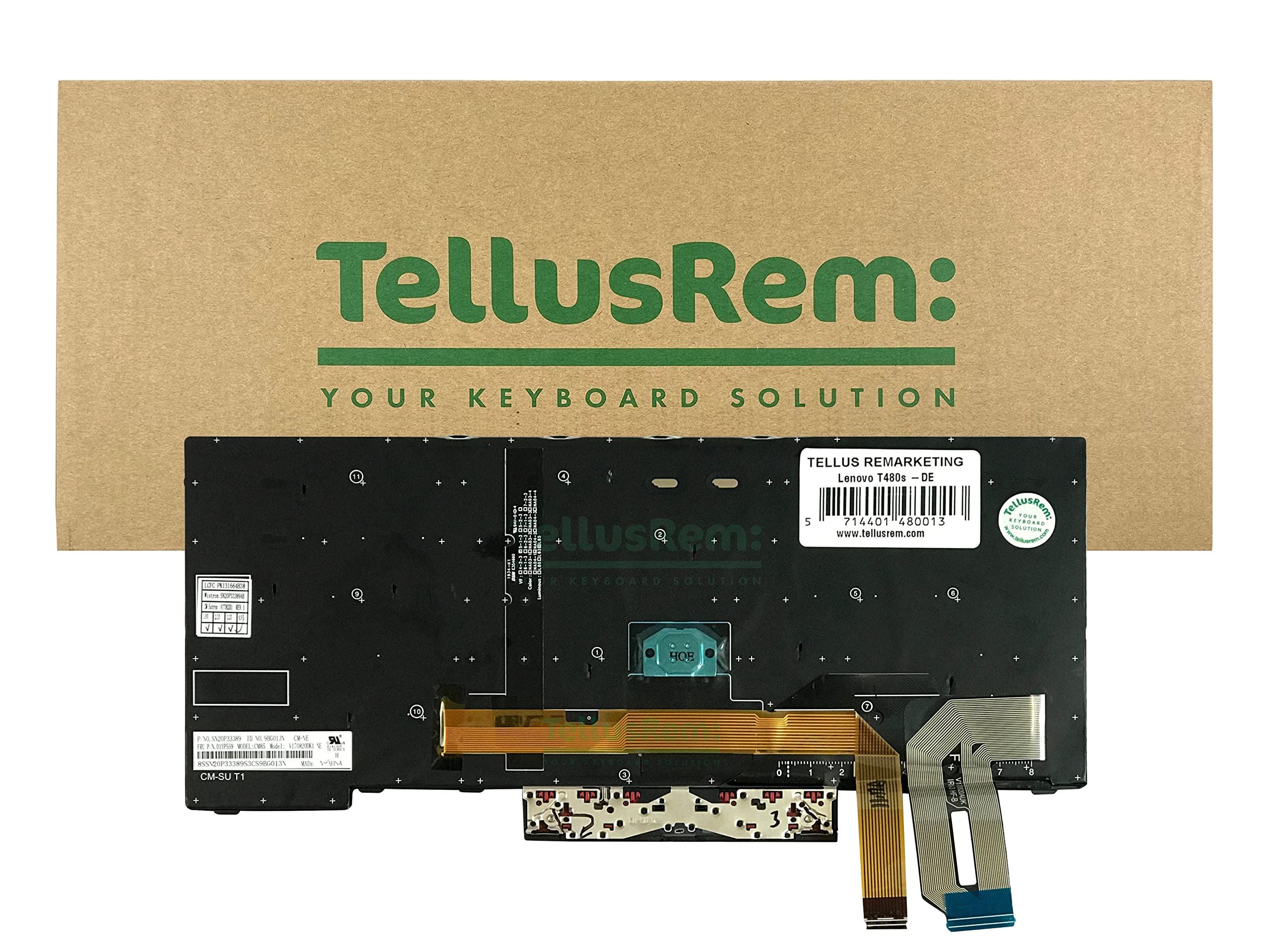 ersatztastatur Lenovo T480s Black - DE Hintergrundbeleuchtung für Lenovo Thinkpad T480s, T490, E490, L480, L490, L380, L390, L380 Yoga, L390 Yoga, E490, E480