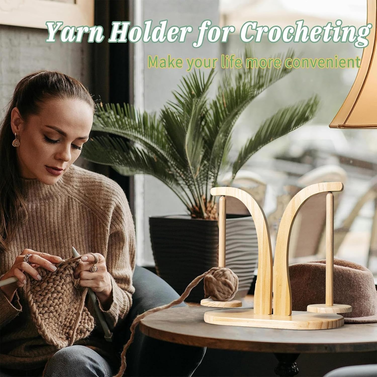 Yarn Holder for Two Yarn Balls, Magnetic Yarn Holder for Knitting and Crocheting, Wooden Yarn Spinner for Crochet, Crochet Accessories