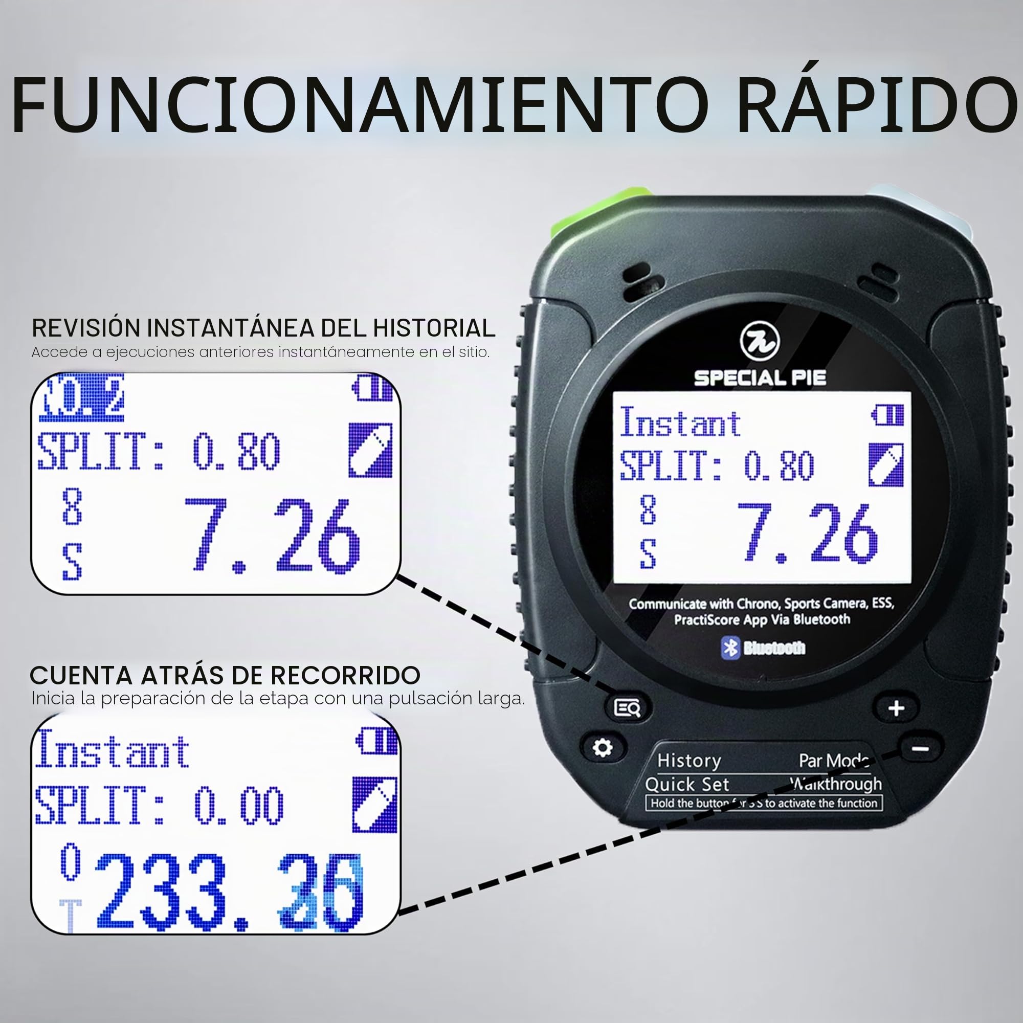 Shot Timer de Tiro – Shooting Timer para Entrenamiento y competición, Range Officer Timer Compatible con USPSA, IPSC, IDPA, Steel Challenge, PRS & CAS(Negro)