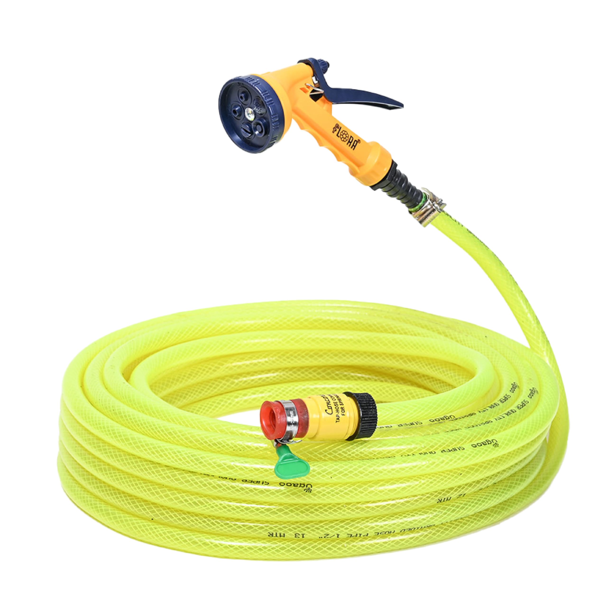 UGAOO Super Braided Green Water Hose PVC Pipe with Leak-Proof Tap Adaptor | Heavy Duty Pipe for Garden, Home and Car Washing (5 Mode Spray, 10m)-image-49