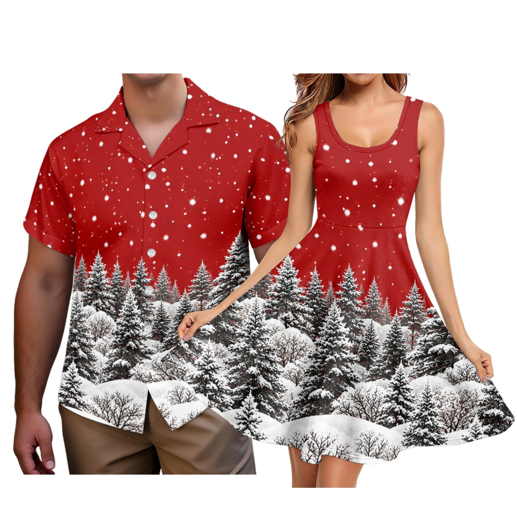 Hawaii Matching Couple Outfits Husband and Wife Clothing Fashionable Mens Casual Shirts Hawaii Dress with Soft Fabric