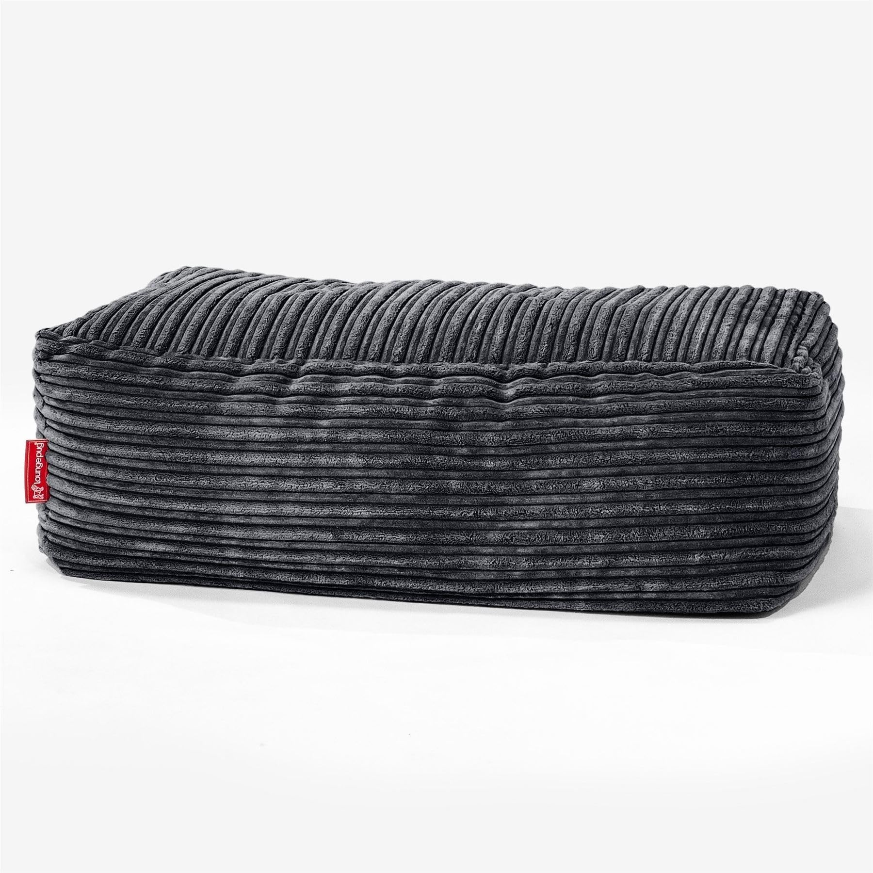 Lounge Pug - Cord - Large Footstool Bean Bag - BLACK - (Size 25cm H x 40cm D x 70cm Wide) โ image 1