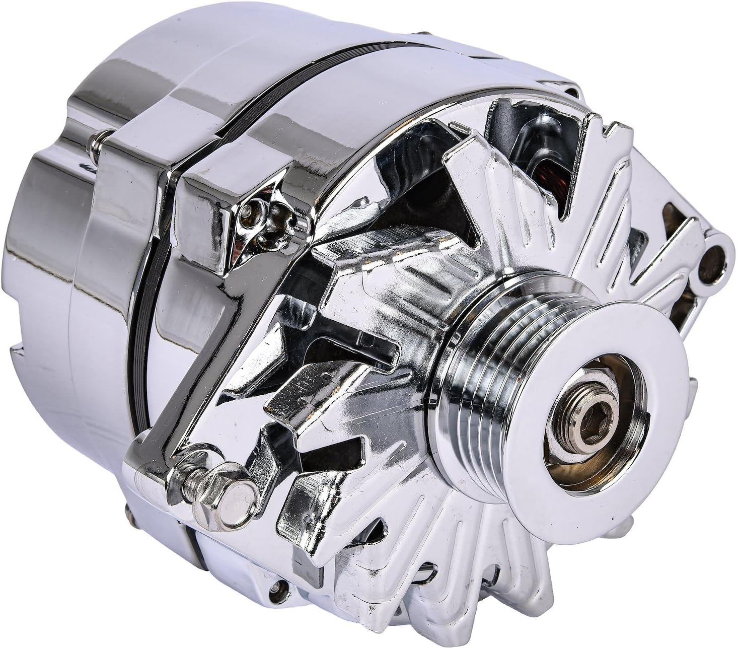JEGS 10109 Chrome 1-Wire GM Alternator 100 amps Single 6-Rib Serpentine Pulley B