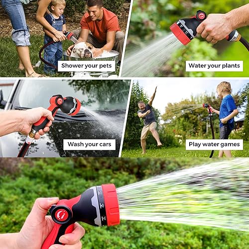 Miniatura 7 de YASQA - Manguera de jardín de 50 pies con boquilla, manguera de agua ligera de 58 pulgadas con boquilla rociadora de 10 funciones, accesorios de