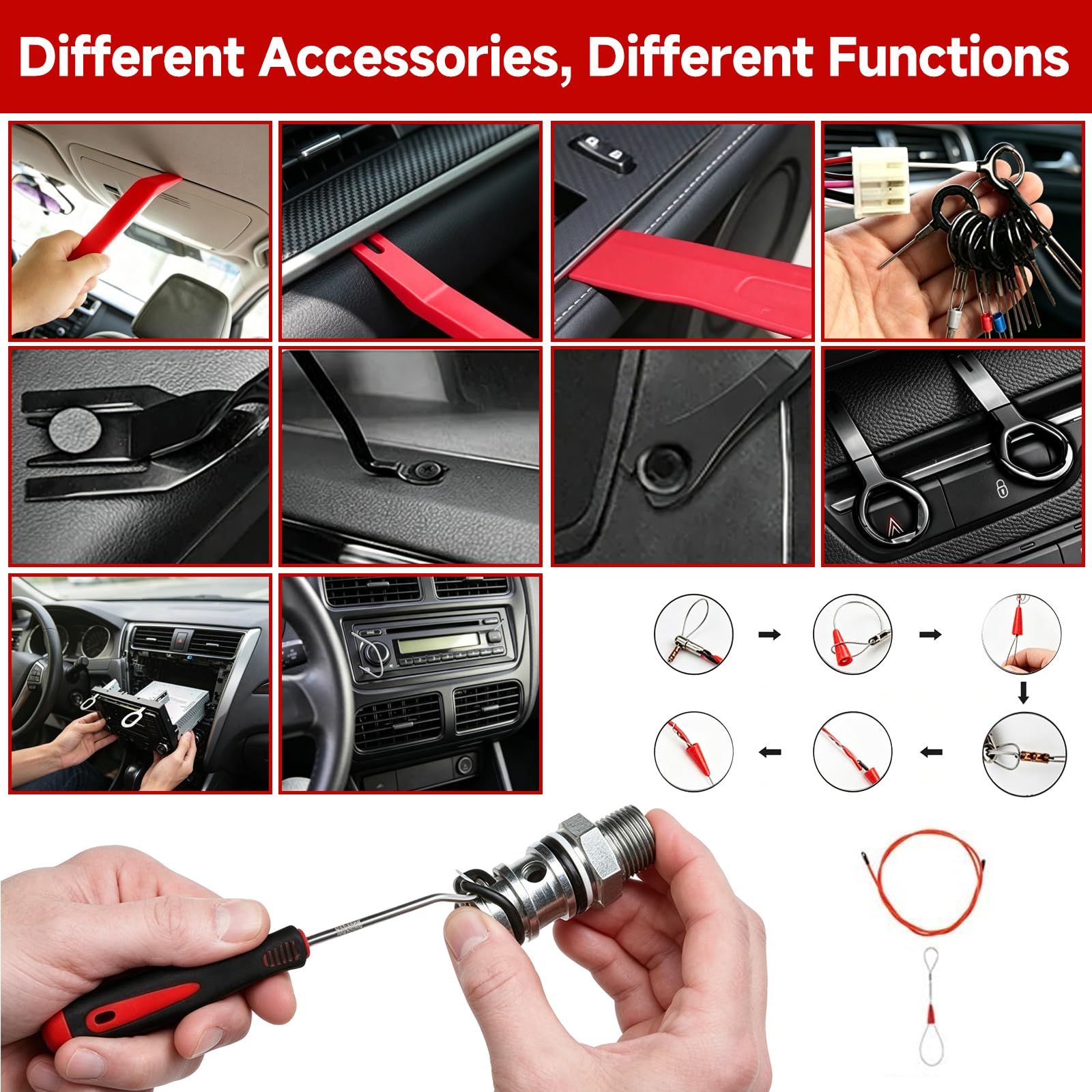 Kit Smontaggio Pannelli Auto, 158 Pezzi, Leve Plastica Smontaggio, Strumenti di Rimozione Auto, Kit per Rimozione Radio, Pannello, Cruscotto, Riparazioni, Universale