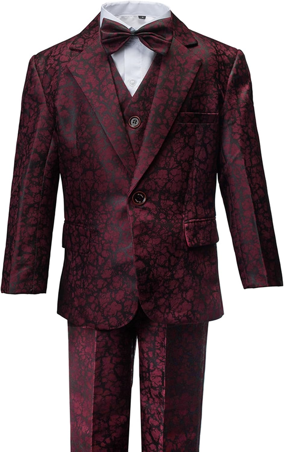 Gele Boy 6 Pieces Floral Formal Dress Suit,Slim Fit Tuxedo Set