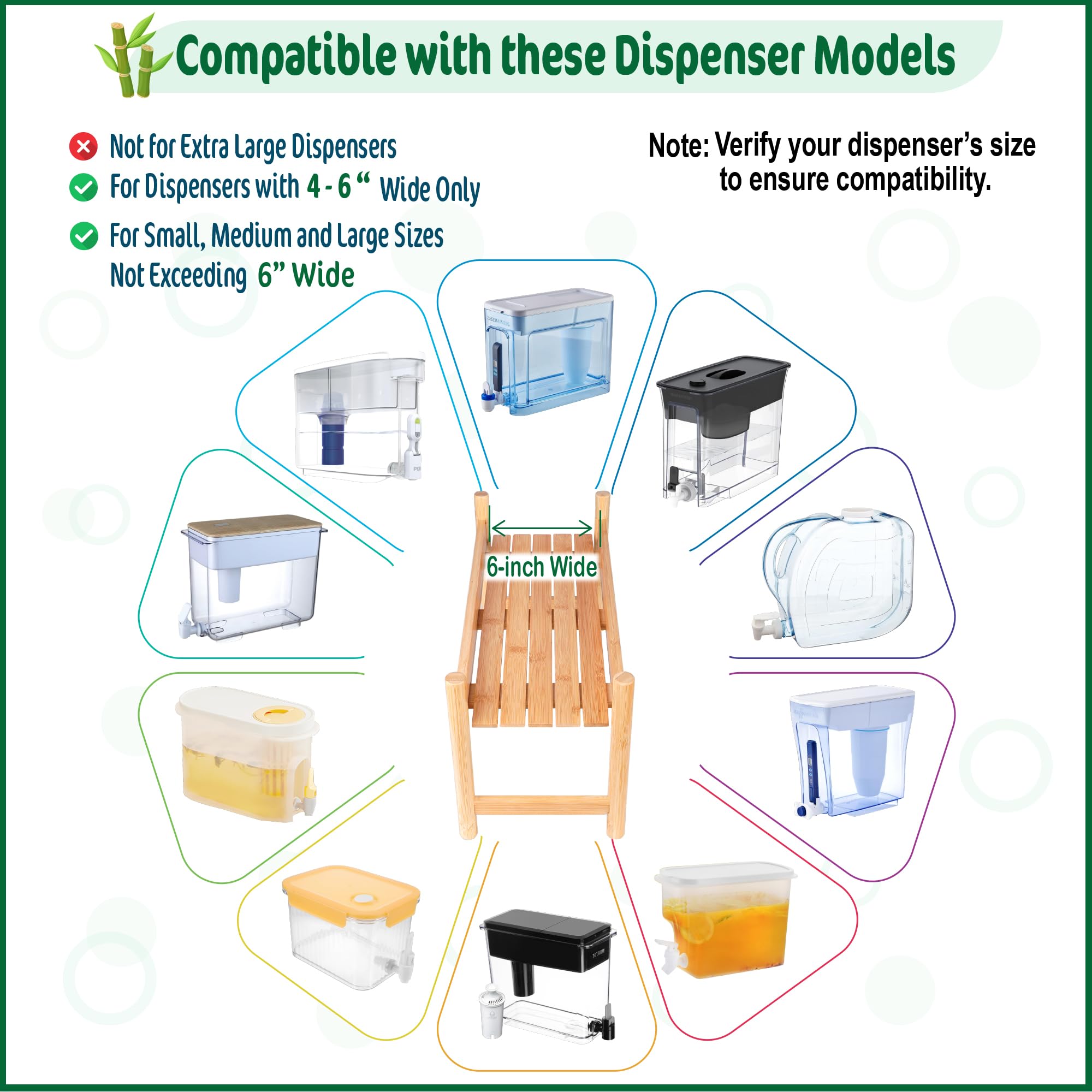 ZPirates Water Filter Dispenser Stand - Bamboo, Wobble Resistant