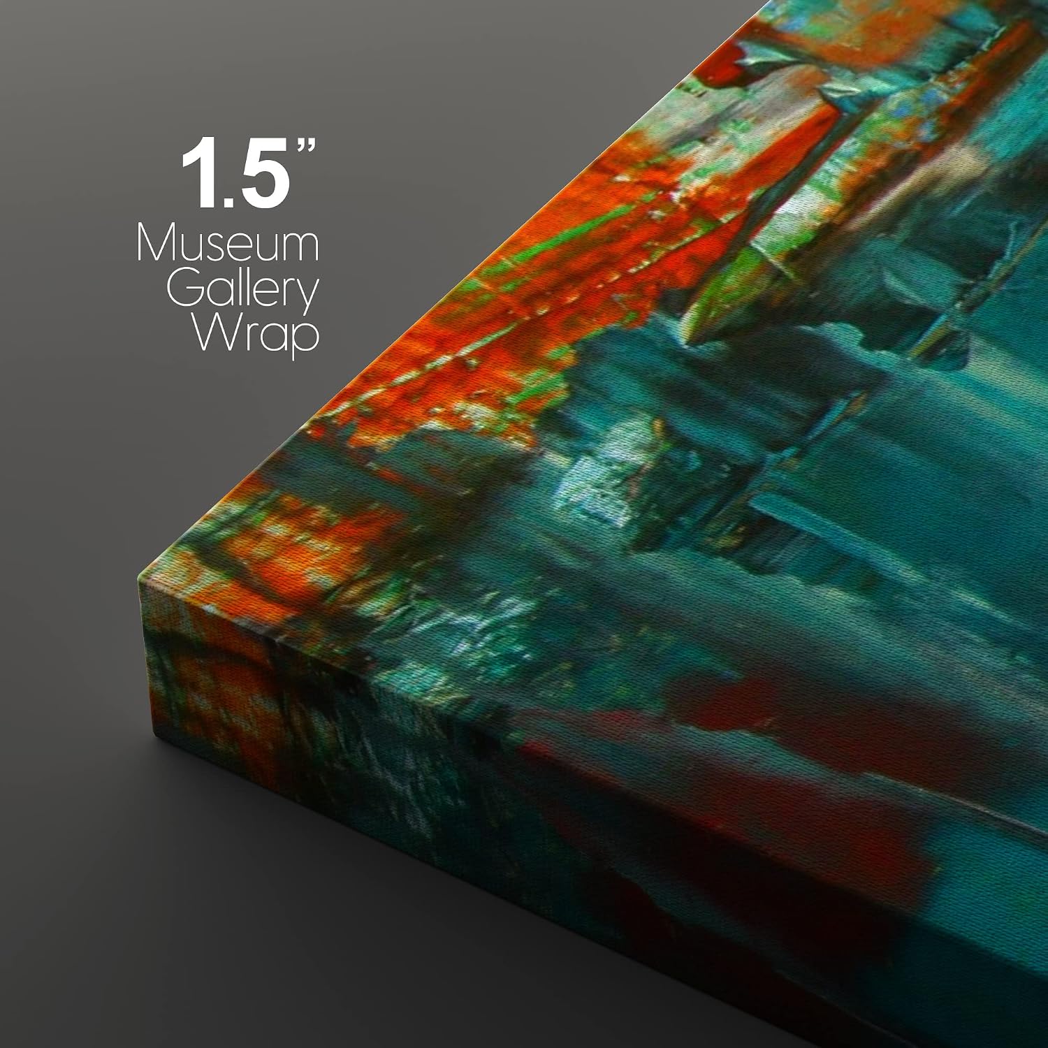 wall26 Canvas Print Wall Art Set Thick Teal, Tan & Orange Paint Color Field Abstract Shapes Illustrations Modern Art Chic Colorful Multicolor Ultra for Living Room, Bedroom, Office - 16"x24"x3