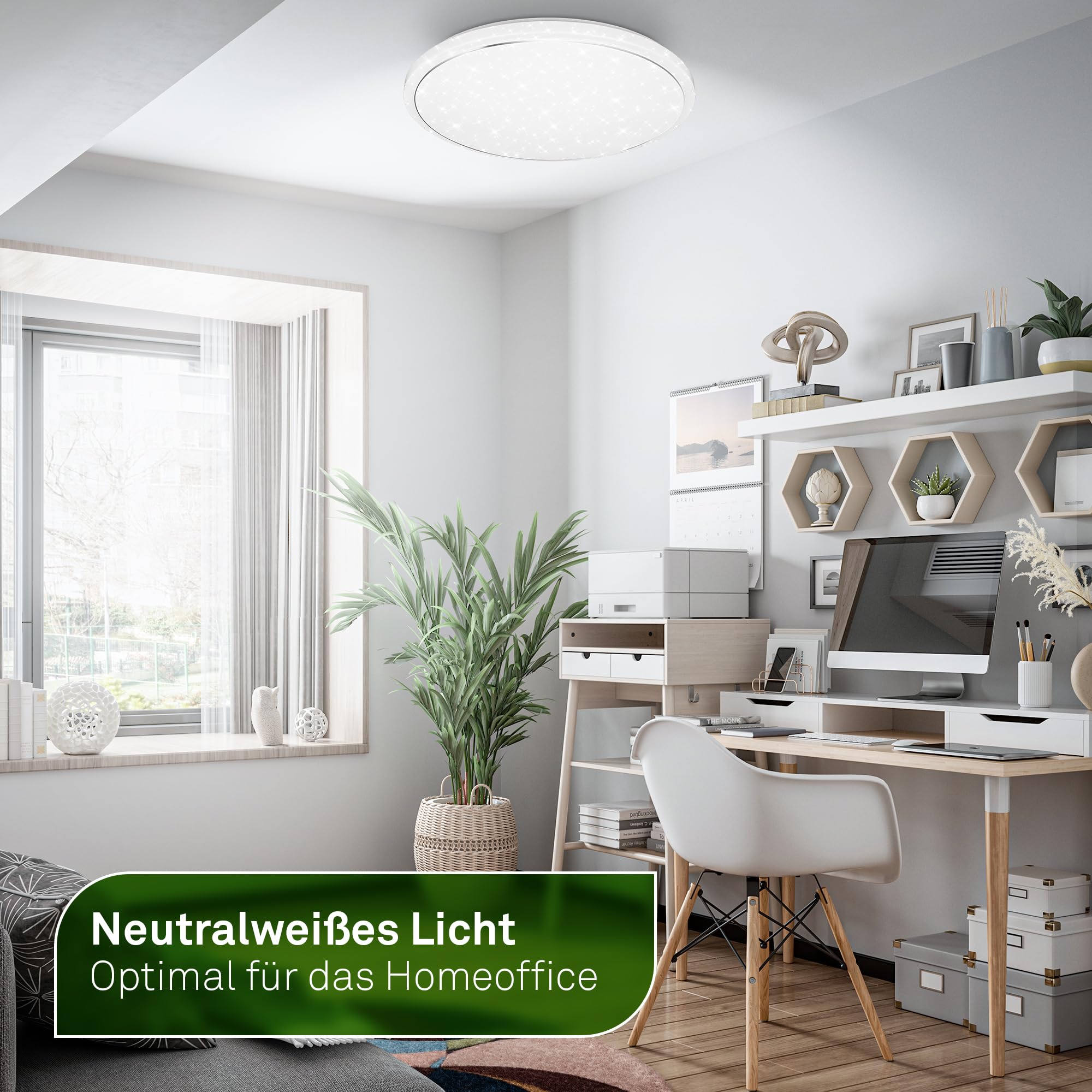 BRILONER - LED Deckenlampe mit EEK A Lichtquelle, Fernbedienung, dimmbar, Nachtlicht, warmweiß bis kaltweiß, LED Lampe, Deckenleuchte, Wohnzimmerlampe, Küchenlampe, Deckenbeleuchtung, 48x8 cm, Weiß