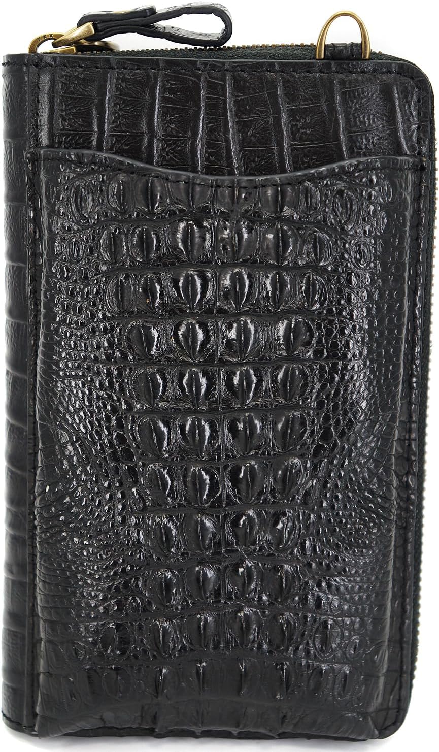 Amazon | [ブリスレザー] ブラック クロコダイルレザー スマホ対応 お