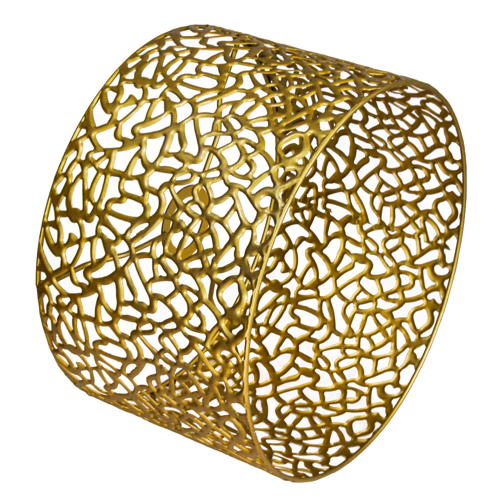 Moderno paralume rotondo in metallo, stile retrò dorato, intagliato, per lampada da terra, lampada a sospensione, lampada da tavolo