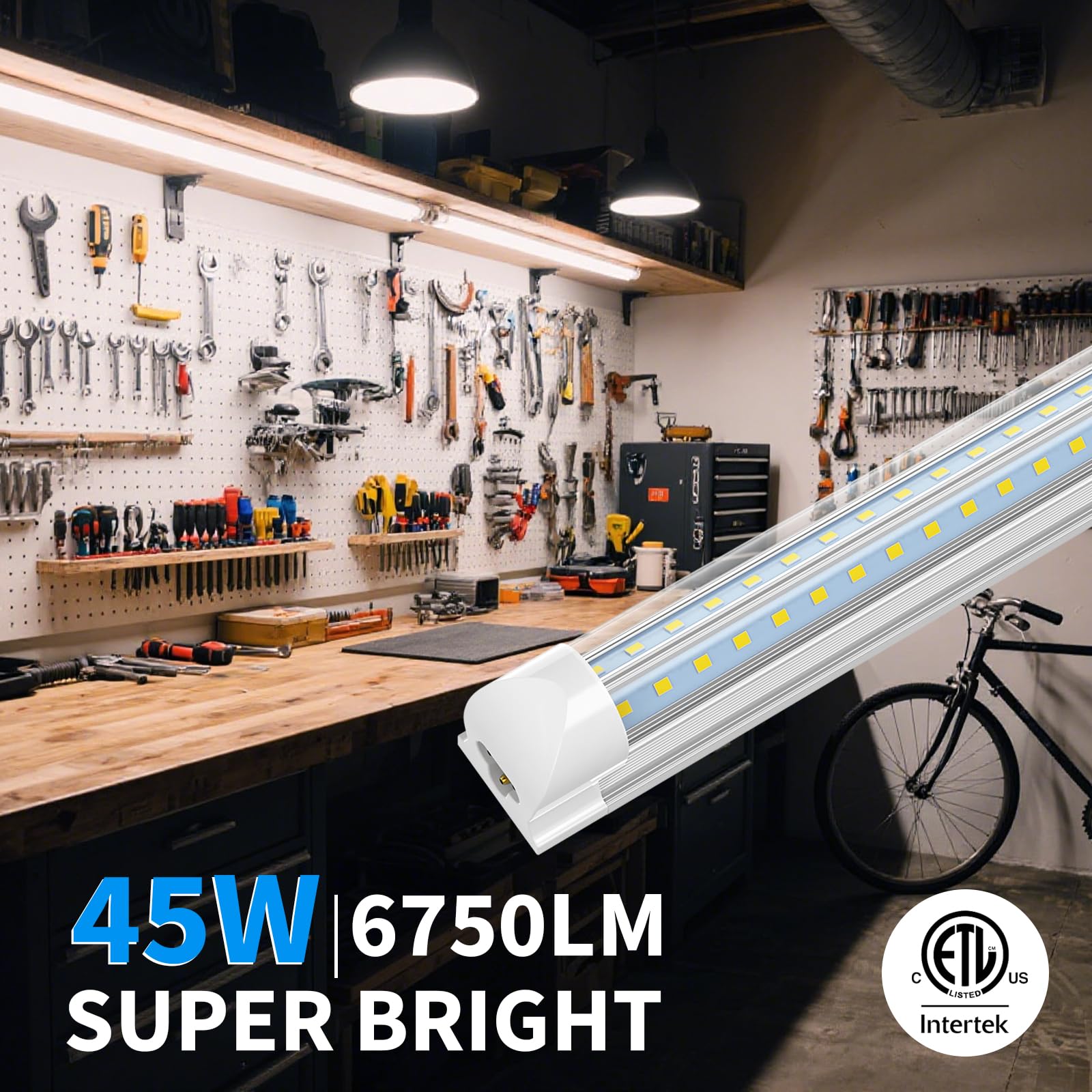 CNSUNWAY 4FT LED Shop Light, 45W 6750LM Super Bright, 5000K