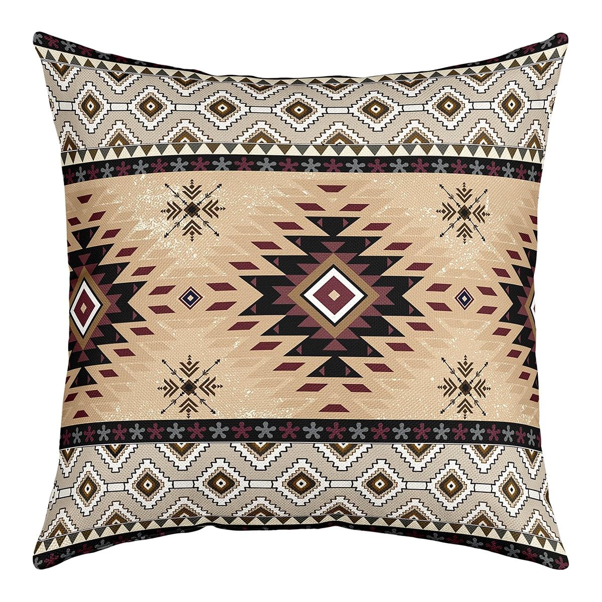 Boho Western Throw Pillow Covers for Girls Boys Kids 20x20 Inch Set of 4 Brown Aztec Decorative Throw Pillowcases Ethnic Tribe Arrow Aztec Pillow Cases Cushion Covers Boho Exotic Cushion Case
