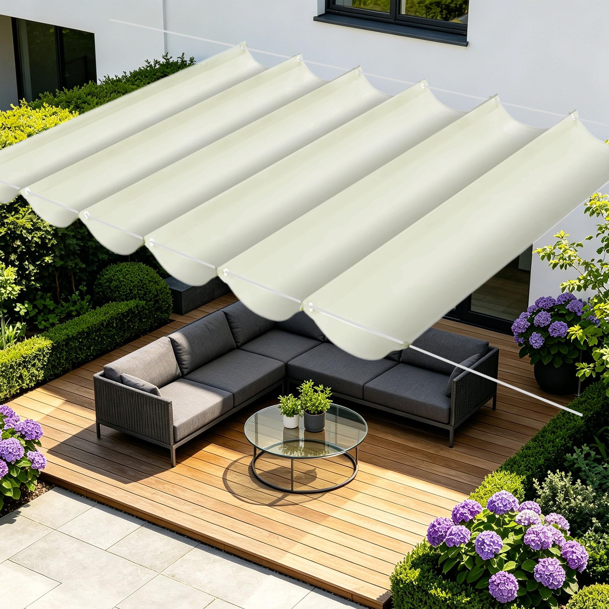 Voile ombrage contre la chaleur 550x300 cm bâche solaire avec oeillets pour terrasse
