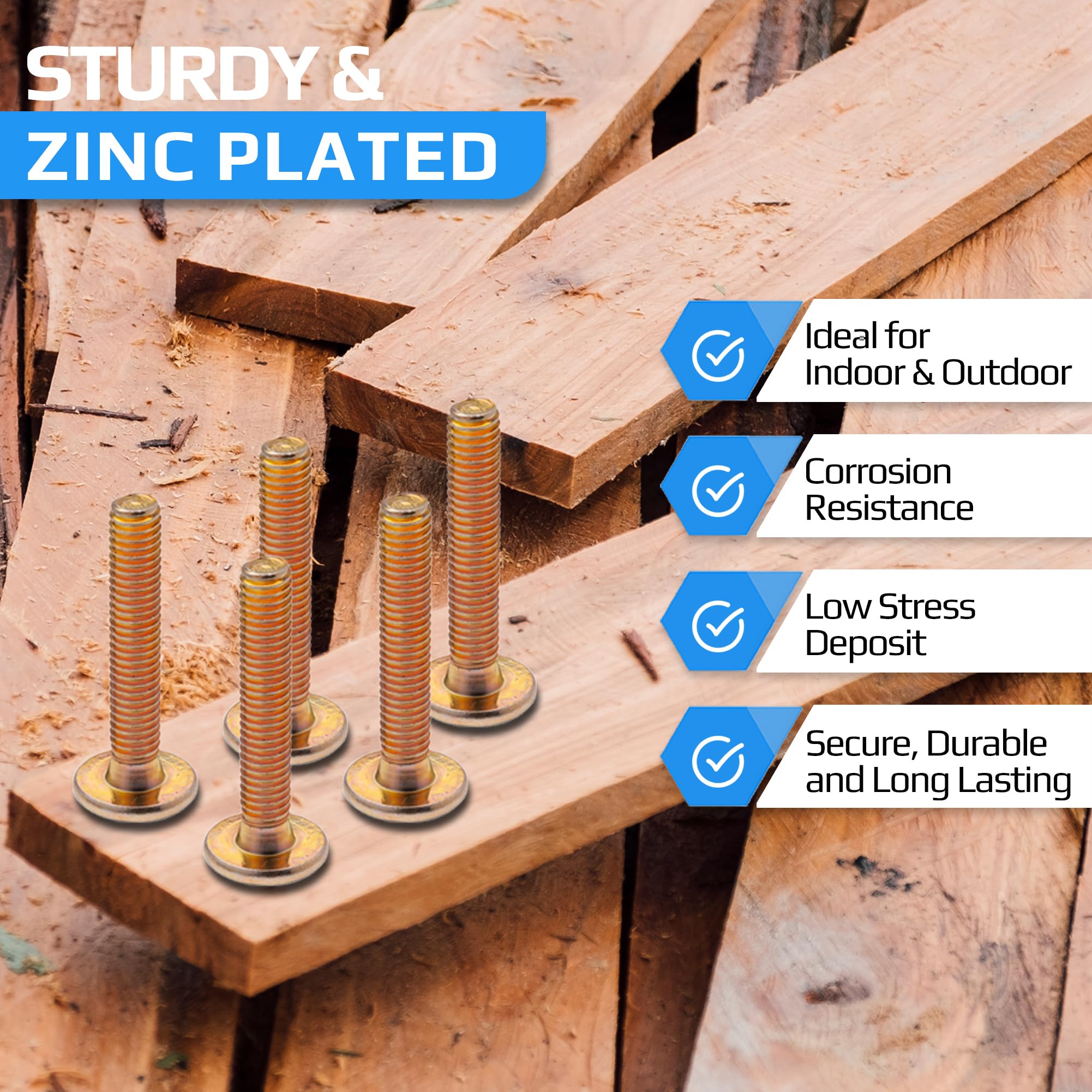 20 PZ M8 Mobili Viti Dadi In Lega Di Zinco Testa Esagonale Bullone - Foto 4