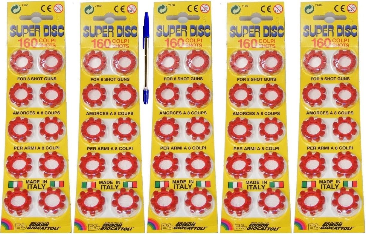 8 SHOT RING CAPS 800 SHOTS 100 RINGS Edison Giocattoli Original Blister Packs Plus 1 SST