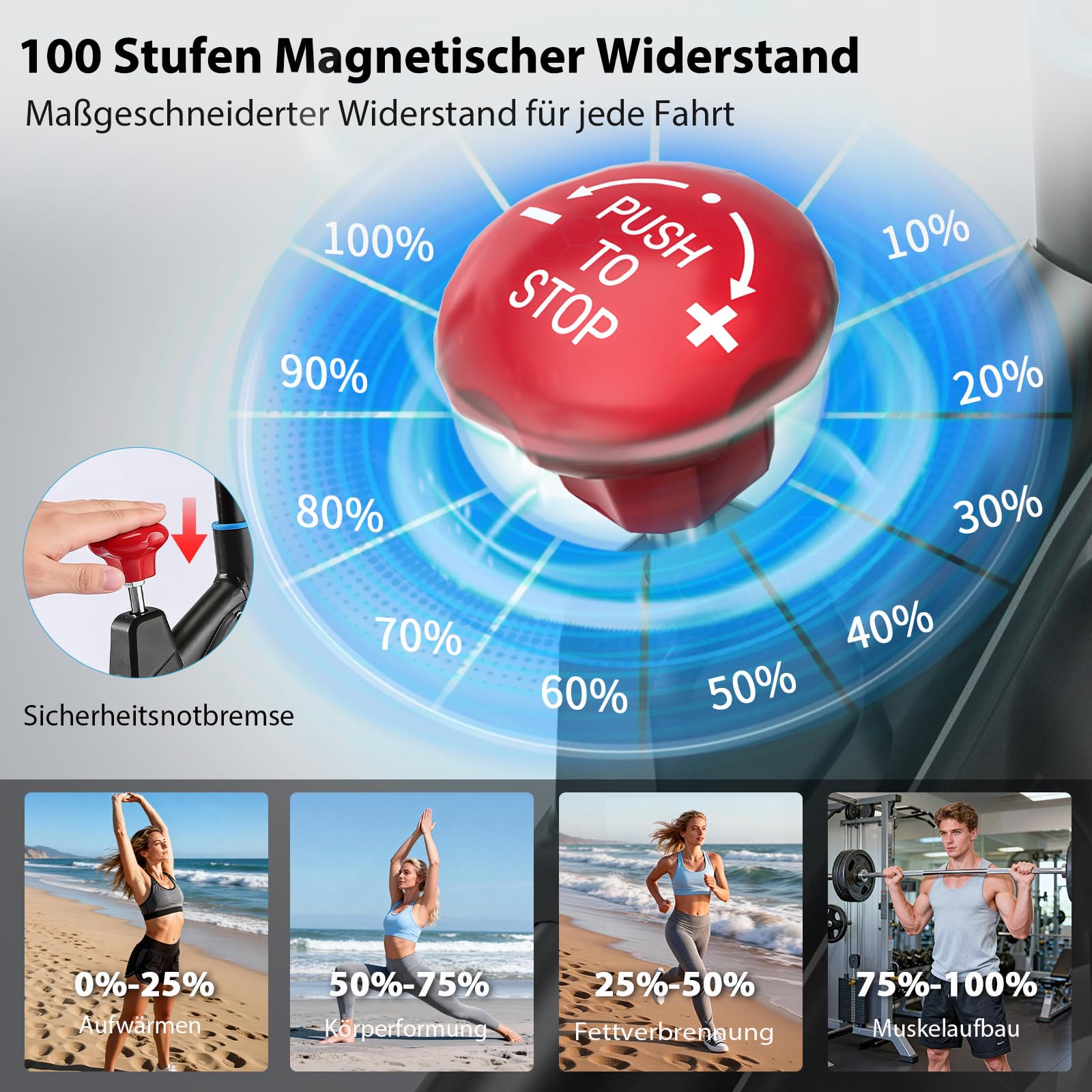 Wenoker Heimtrainer Fahrrad mit Verstellbarem Magnetwiderstand, Ergometer Hometrainer Fahrrad mit APP, LCD-Monitor, Tablet-Halter, Höhenverstellbar, Leises Fitnessbike Bis 160kg